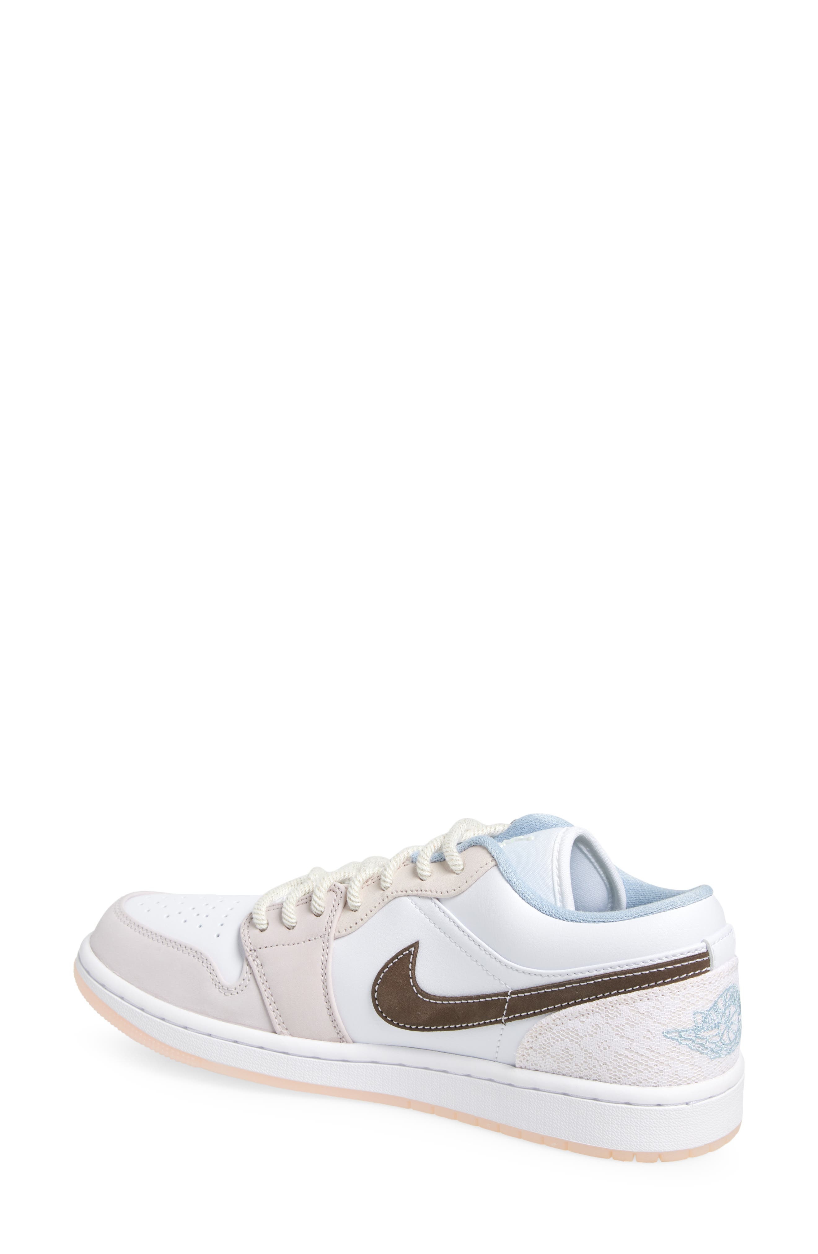 Air Jordan 1 Low Sneaker in White/Ironstone/White/Pink at Nordstrom - 2