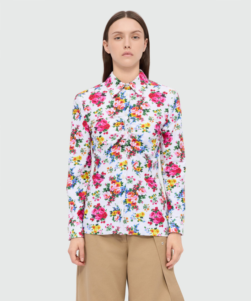 MSGM White floral-print lycra shirt outlook