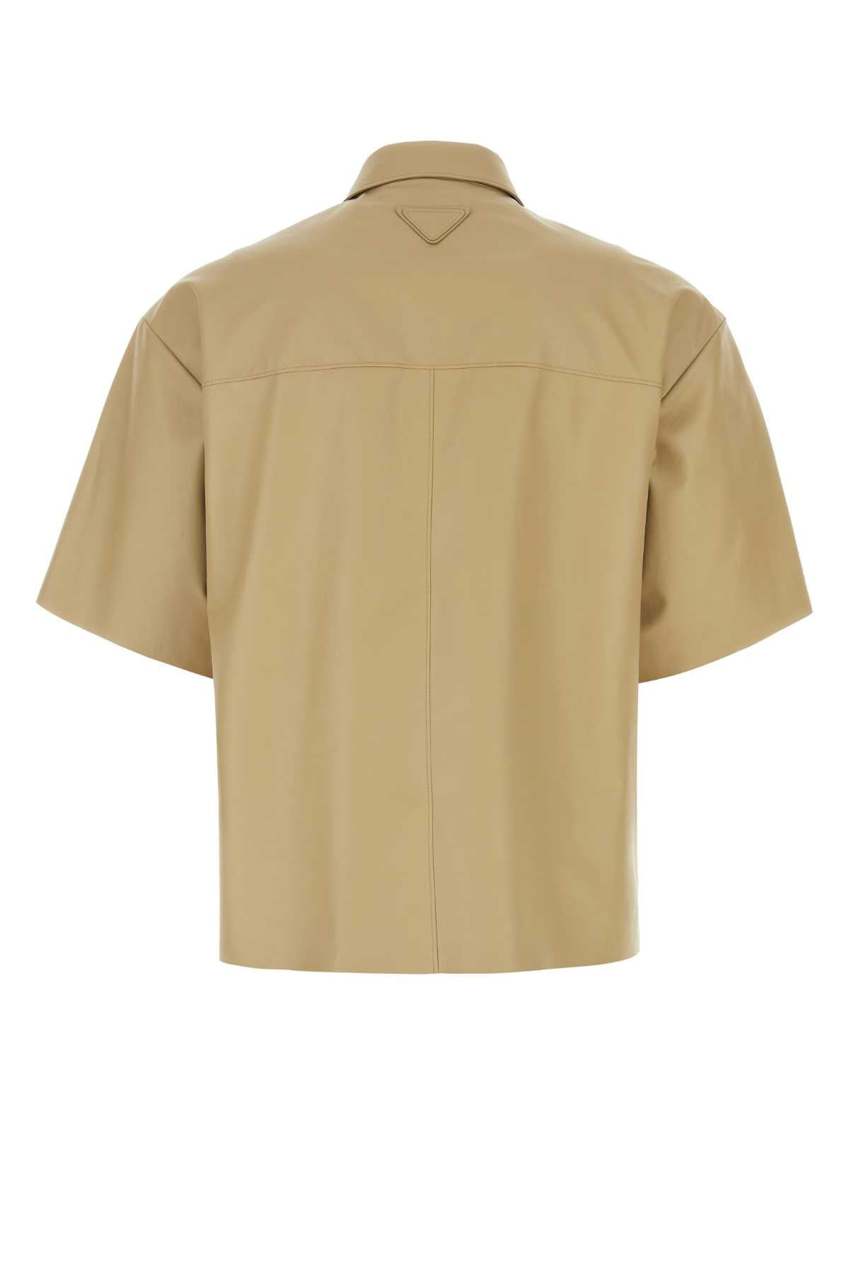 Prada Men Beige Leather Shirt - 2
