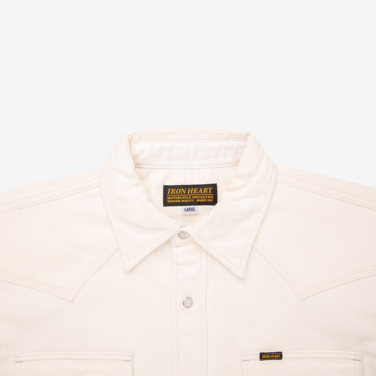IHSH-398-WHT 11oz Corduroy Western Shirt -  Off White - 6