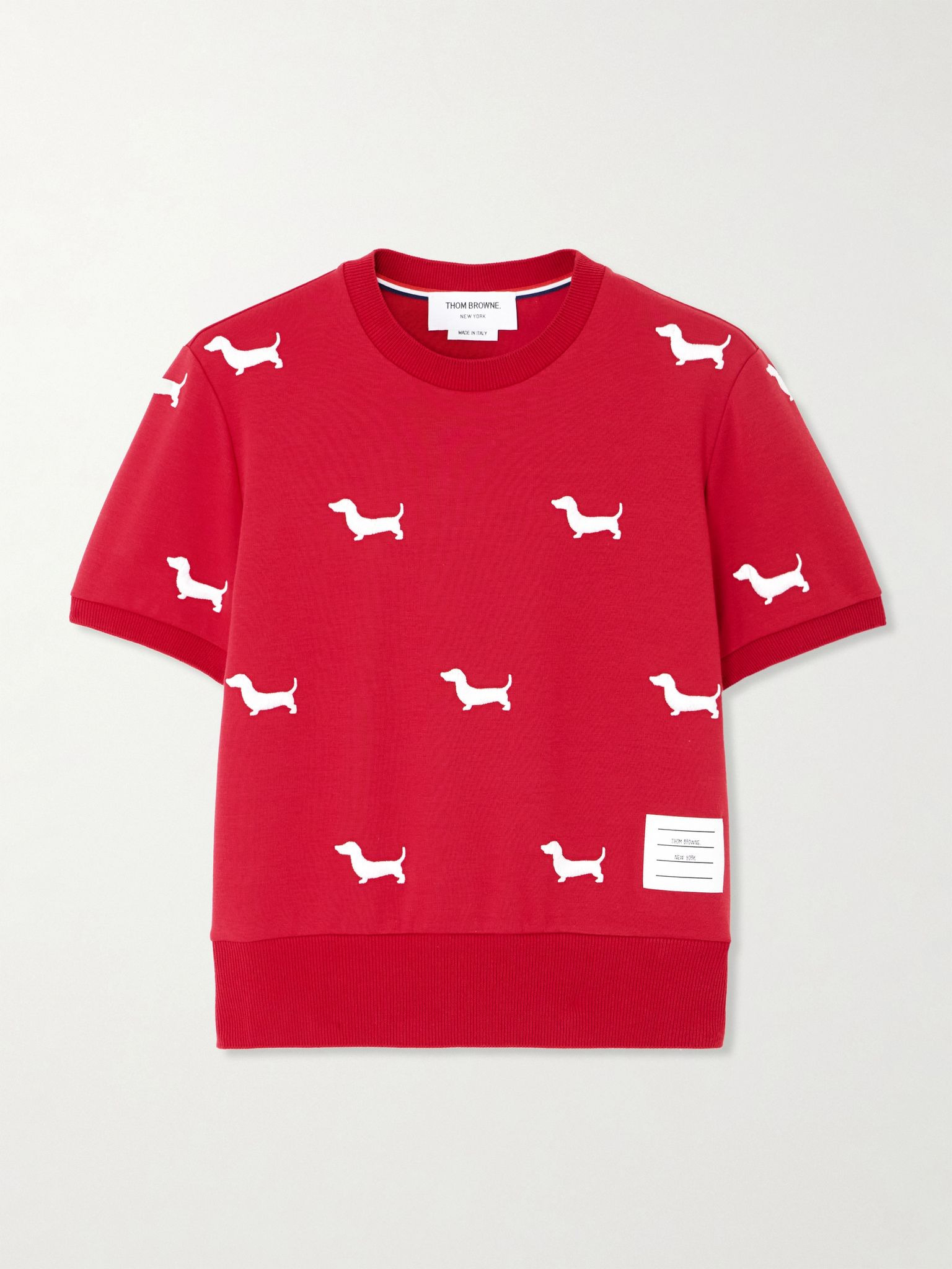 Hector embroidered cotton T-shirt Red - 1