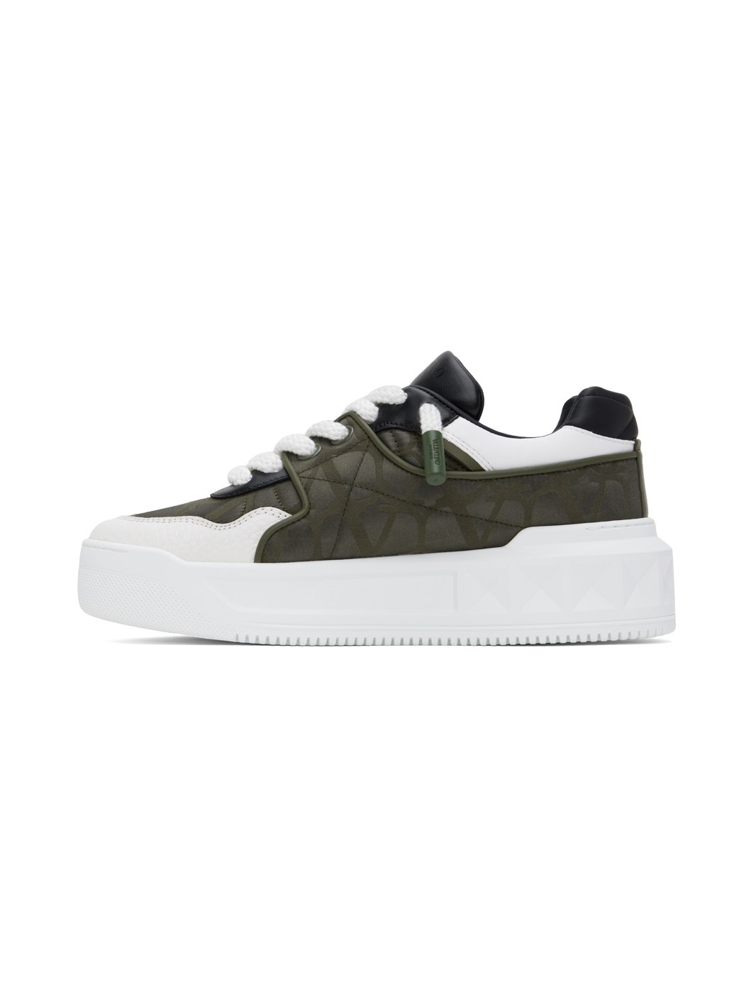 White & Khaki One Stud XL Low-Top Sneakers - 3