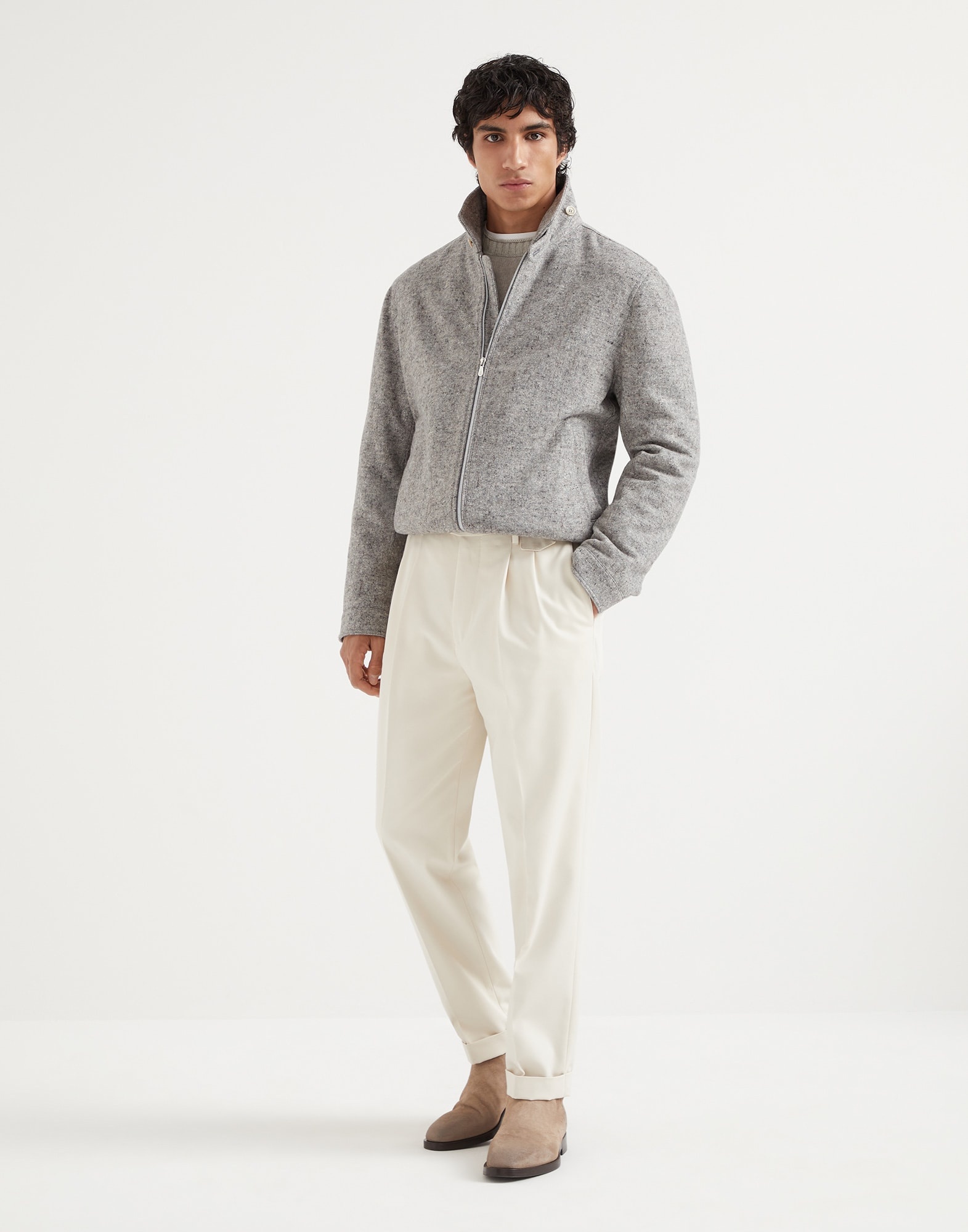 Virgin wool and silk donegal bomber jacket with Themore® padding - 5