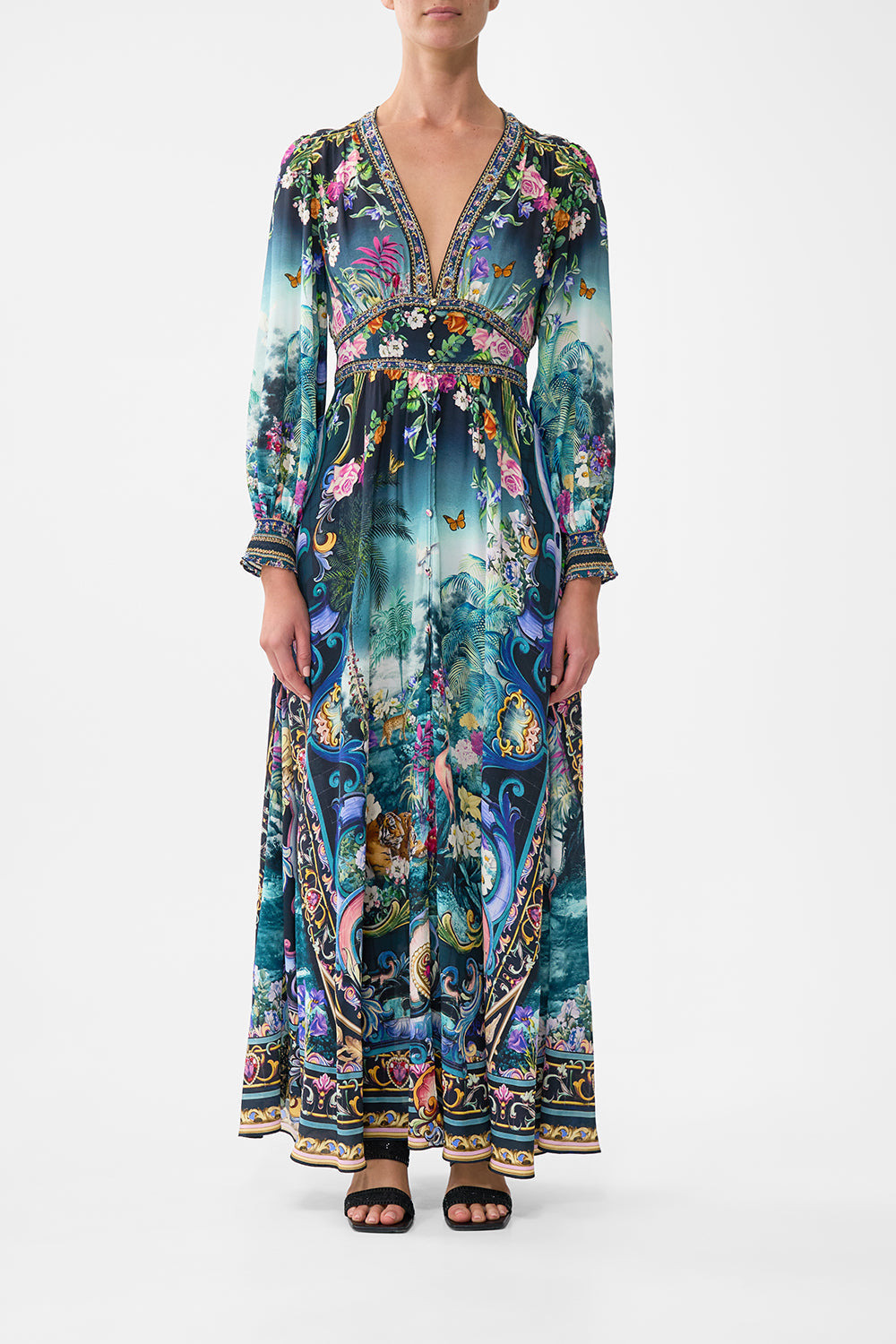 BUTTON DRESS WITH SHAPED WAISTBAND - 2
