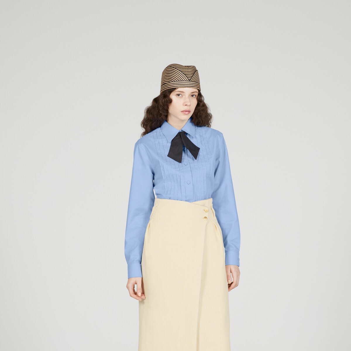 Oxford cotton shirt with pleats - 5