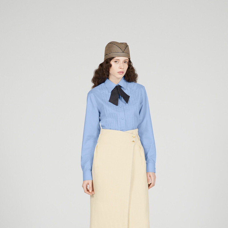 Oxford cotton shirt with pleats 5