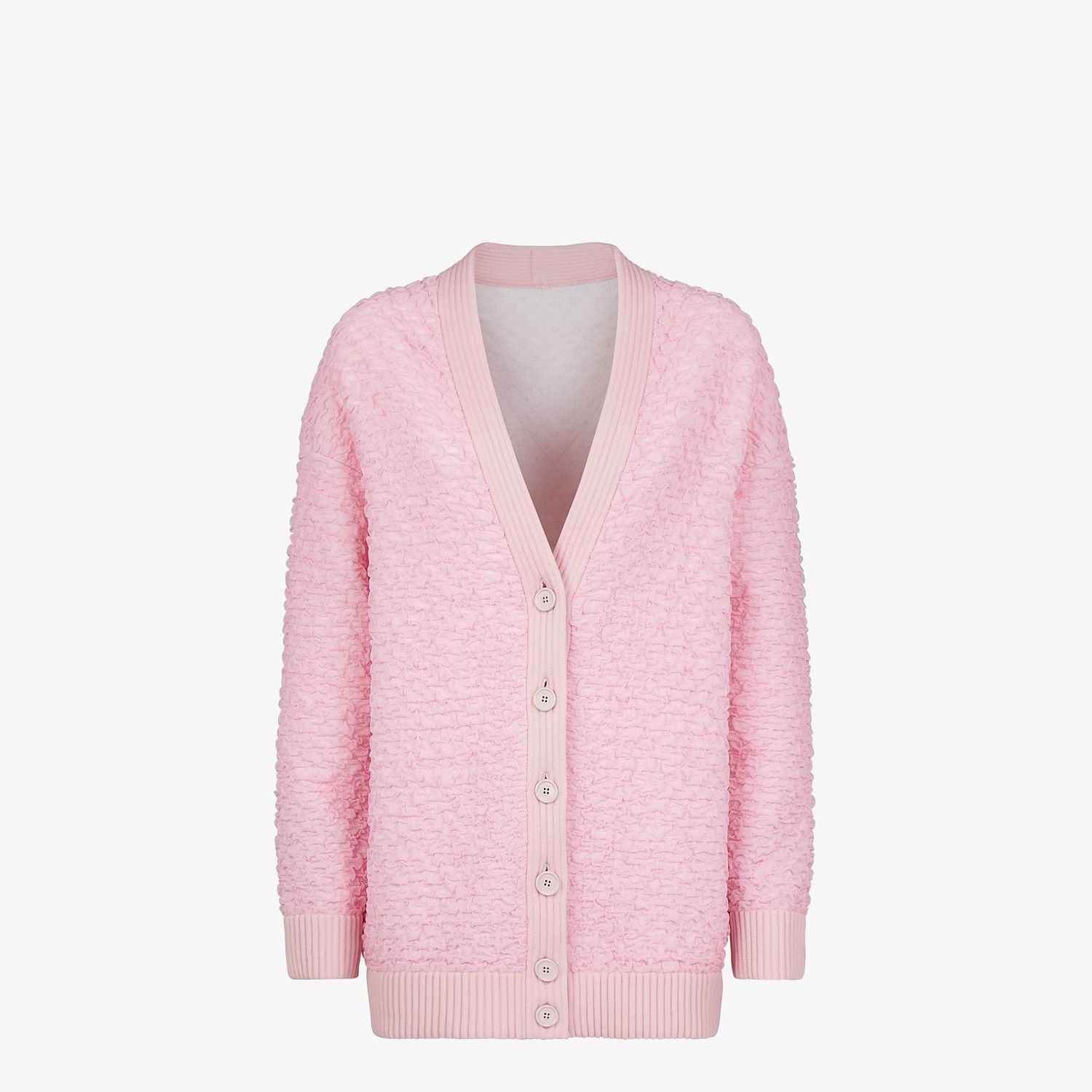 Pink embossed viscose cardigan - 1