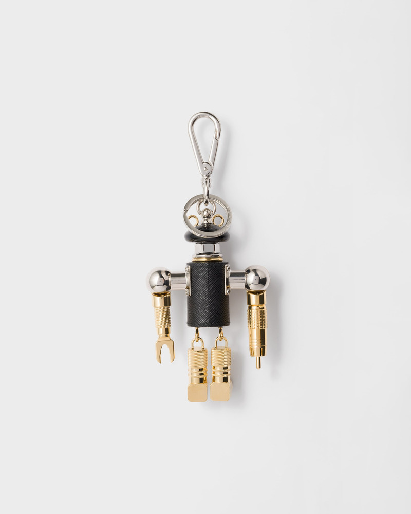 Prada Robot Saffiano leather key ring charm outlook