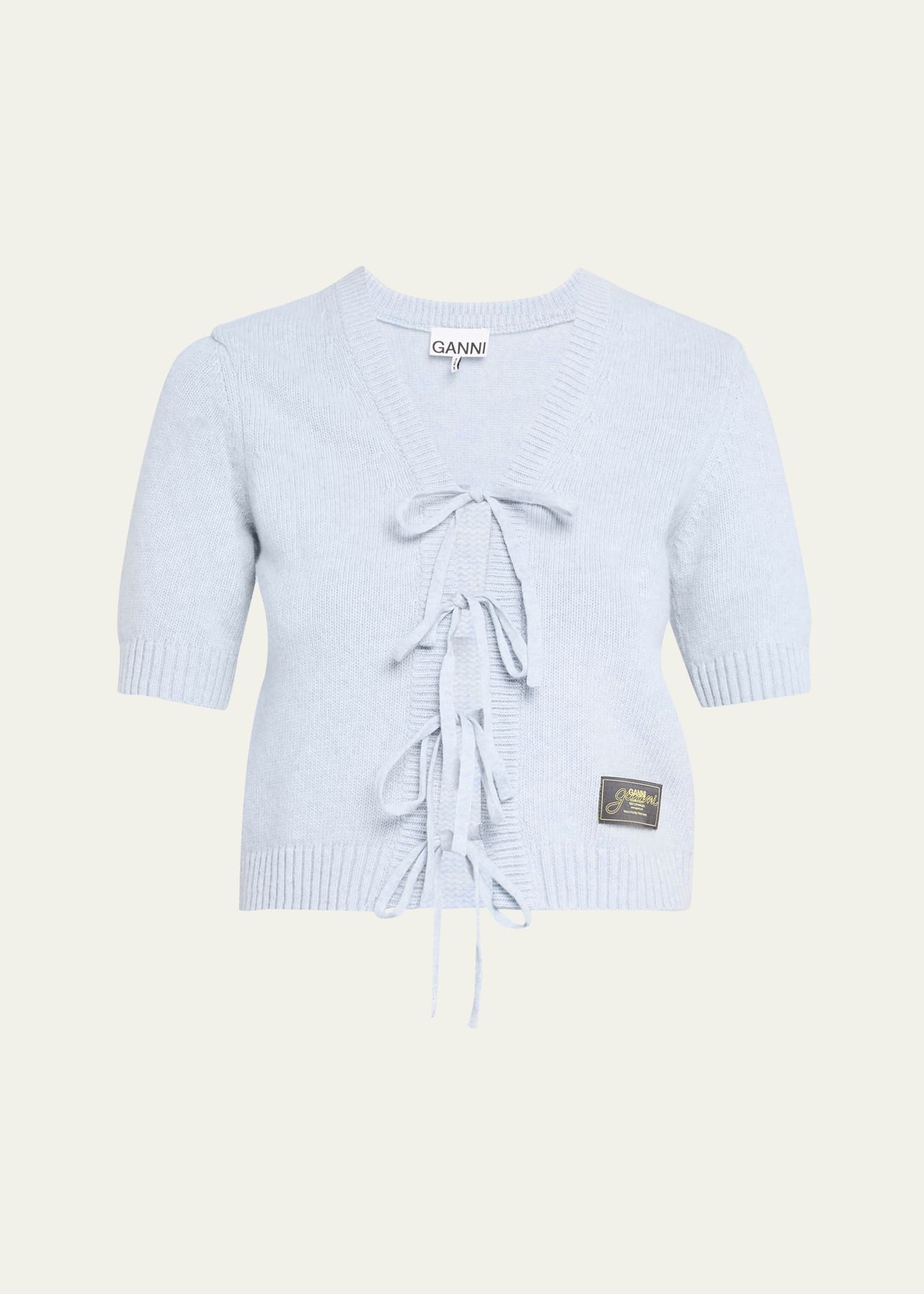Short-Sleeve Tie-Front Cardigan - 1