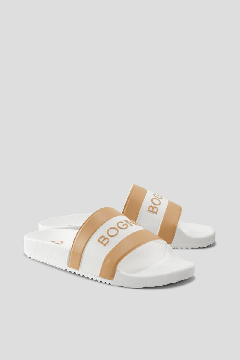 Belize Slides in White/beige 3