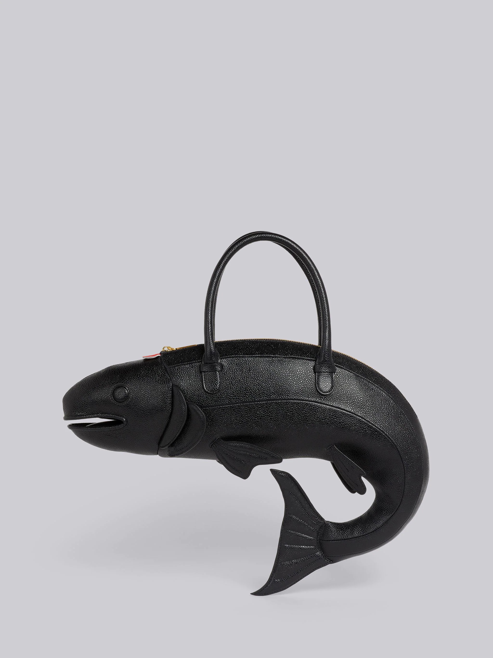 Black Pebble Grain Leather Salmon Bag - 1