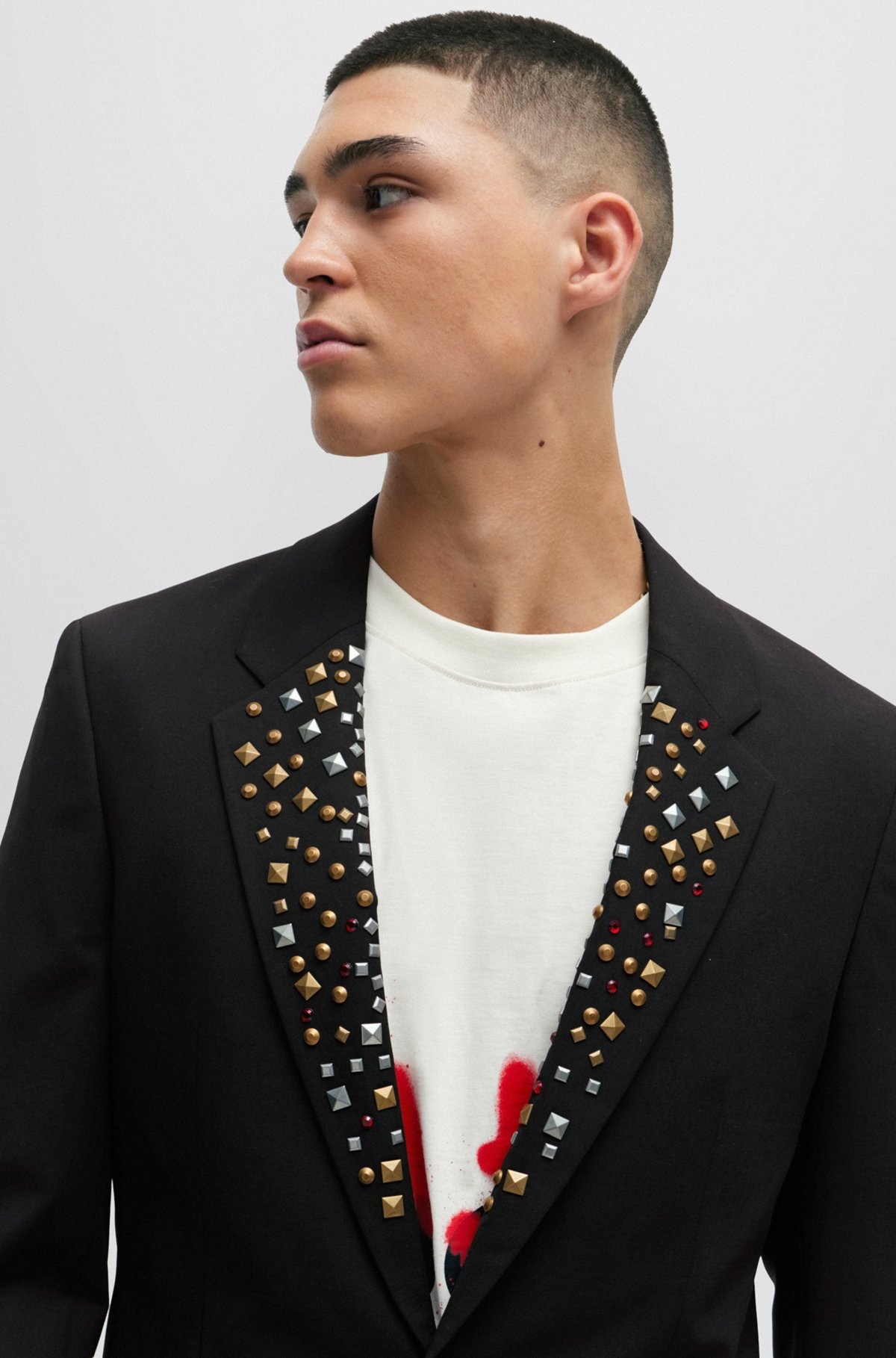 SLIM-FIT JACKET WITH STUDDED LAPELS - 5