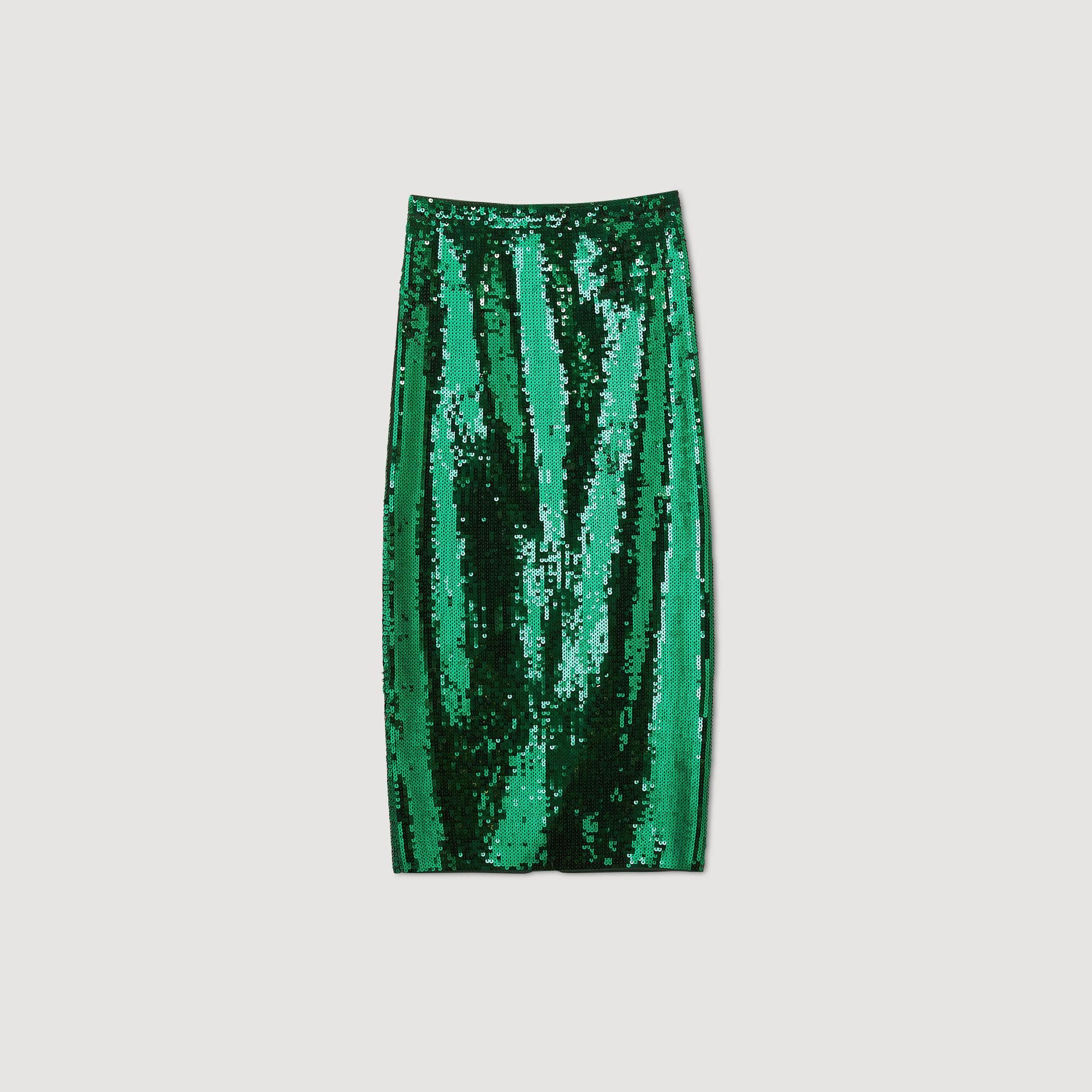 SEQUIN MIDI SKIRT - 1