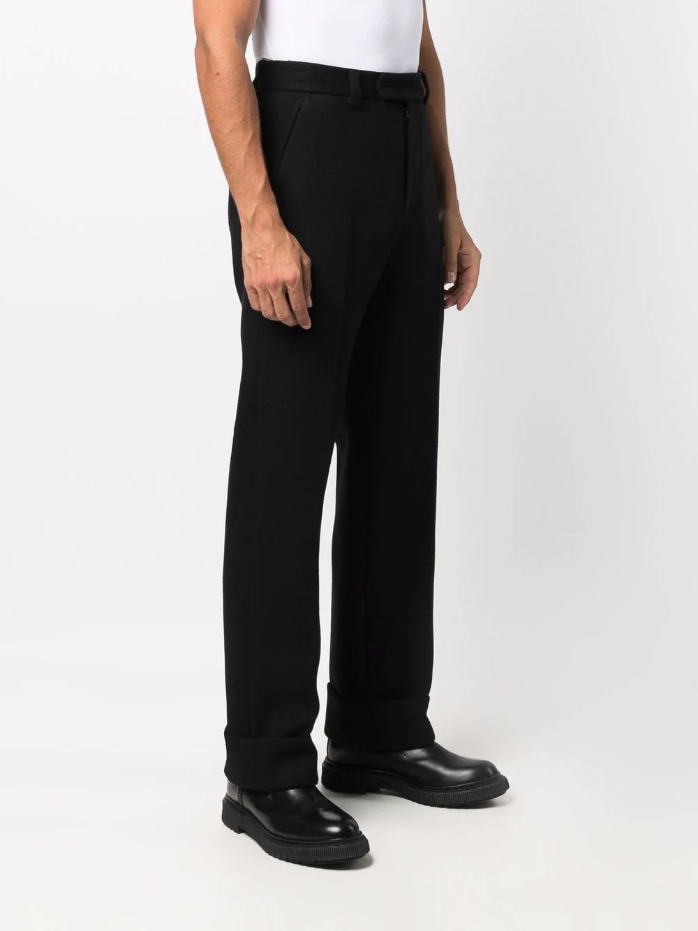 straight-leg pressed crease trousers - 3