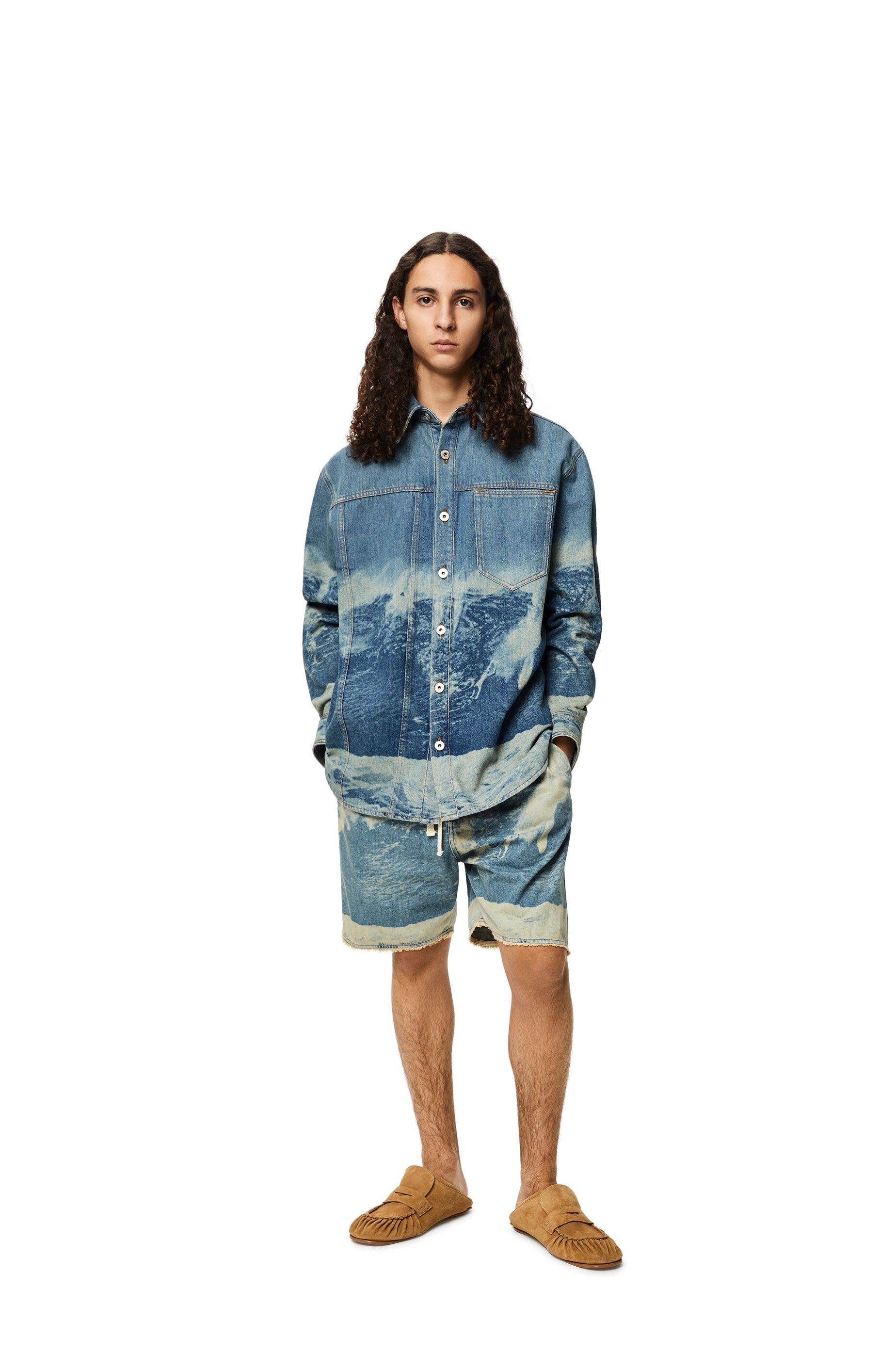Surf print overshirt in denim - 2