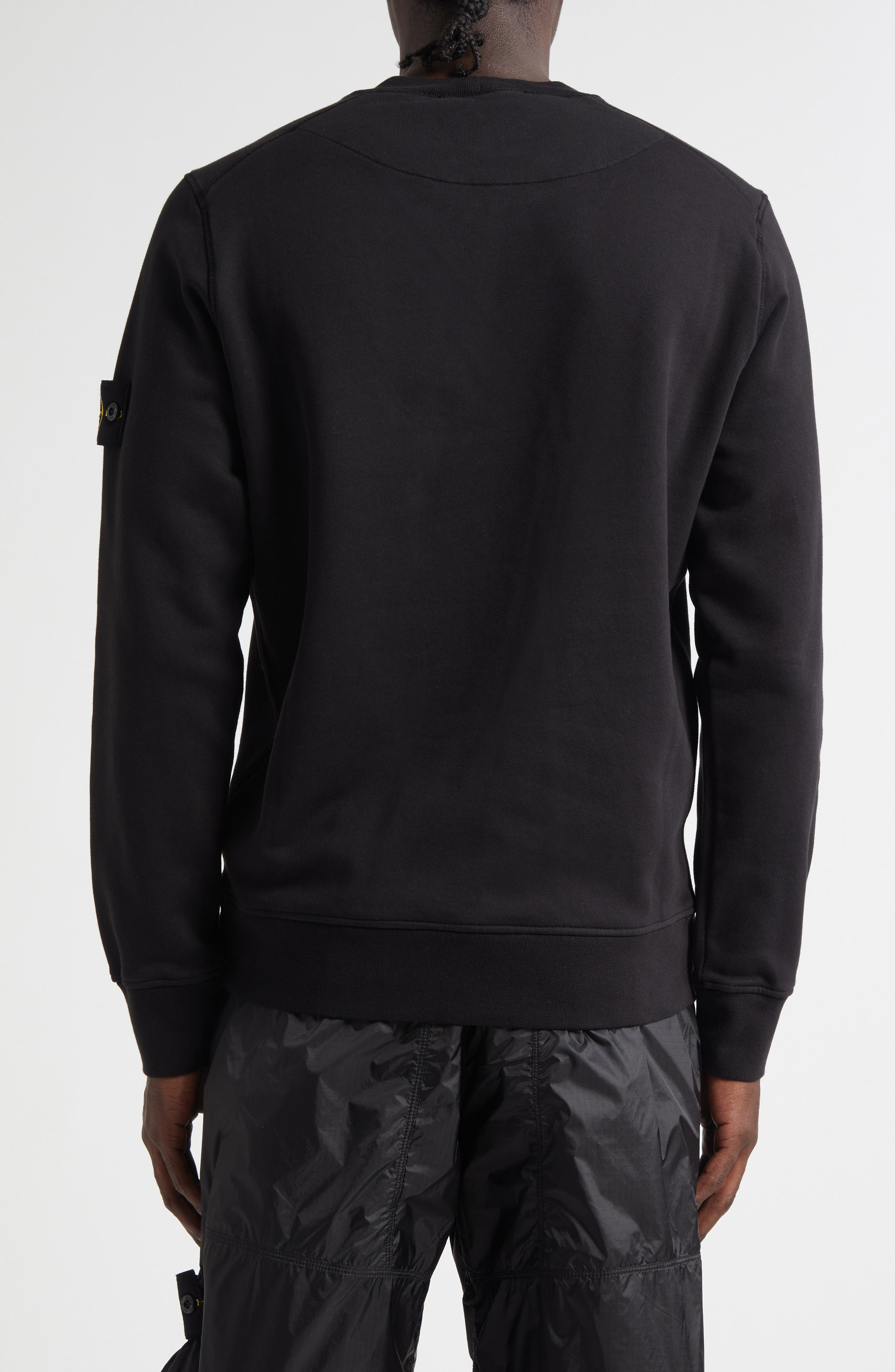 Stone Island Compass Logo Patch Cotton Crewneck Sweatshirt in V0029 Black at Nordstrom - 3