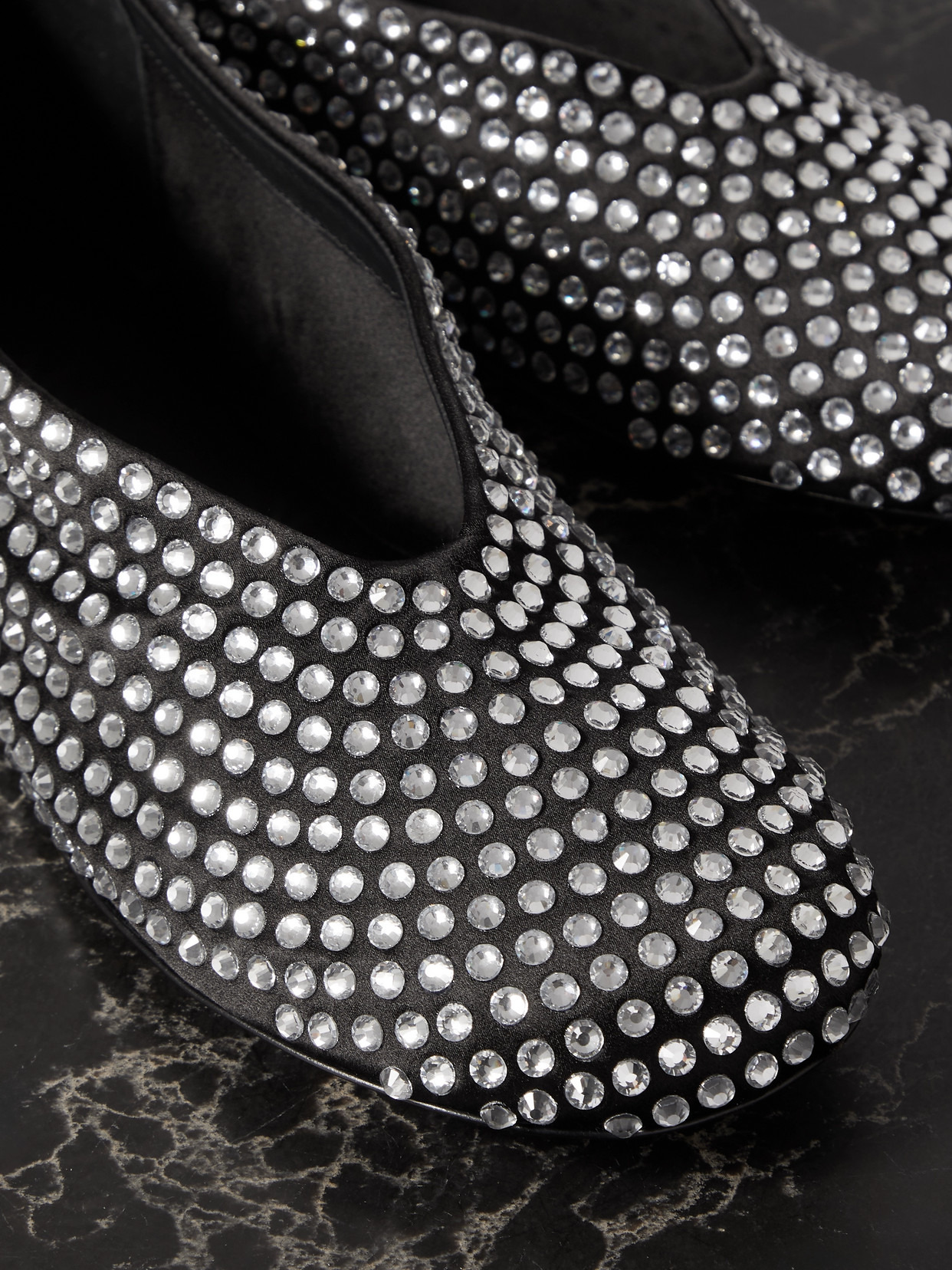 Marcy Crystal-embellished Satin Ballet Flats - 4
