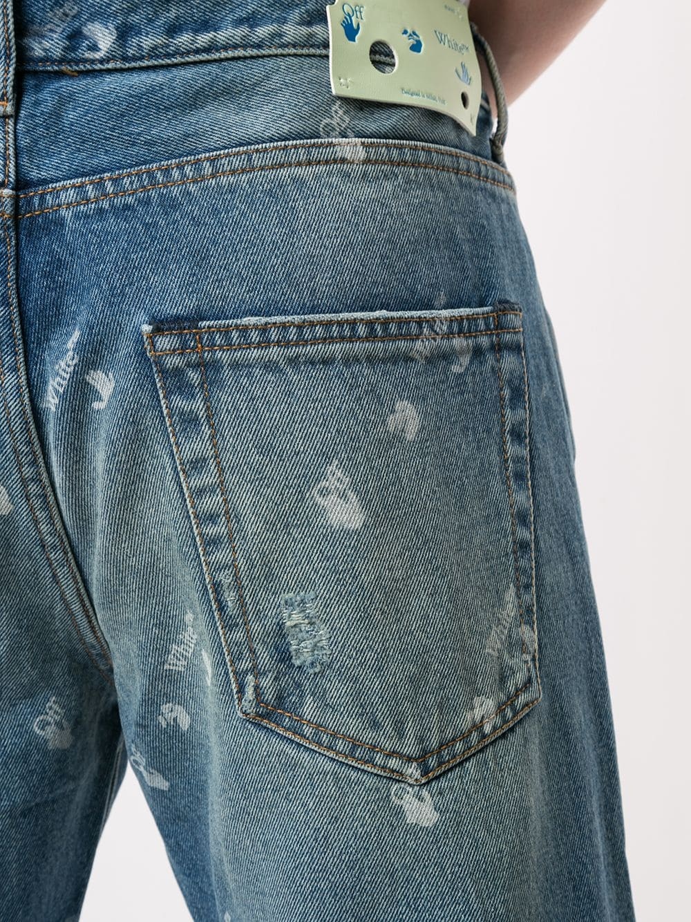 distressed logo print jeans - 5