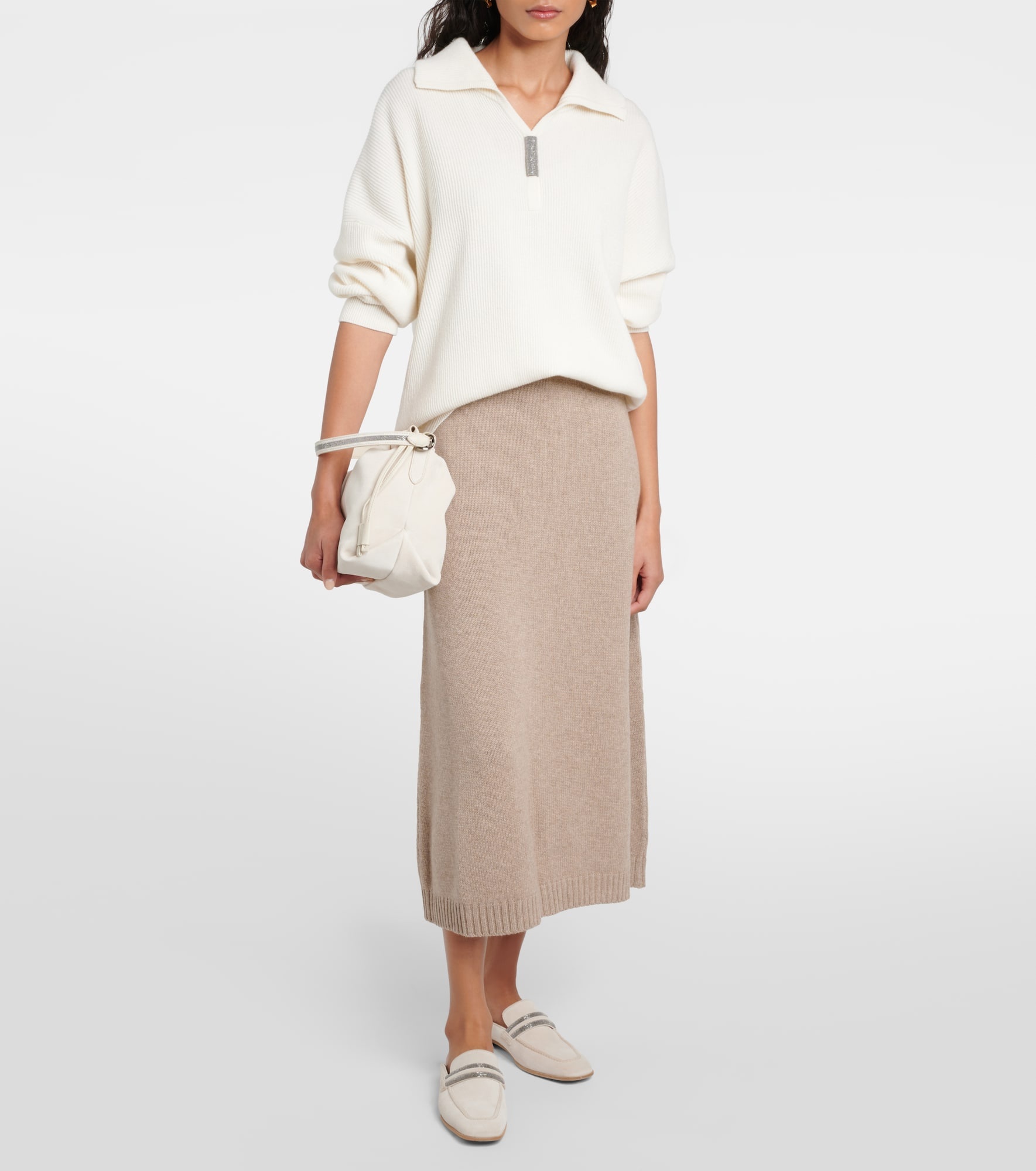 Wool and silk blend midi skirt - 2