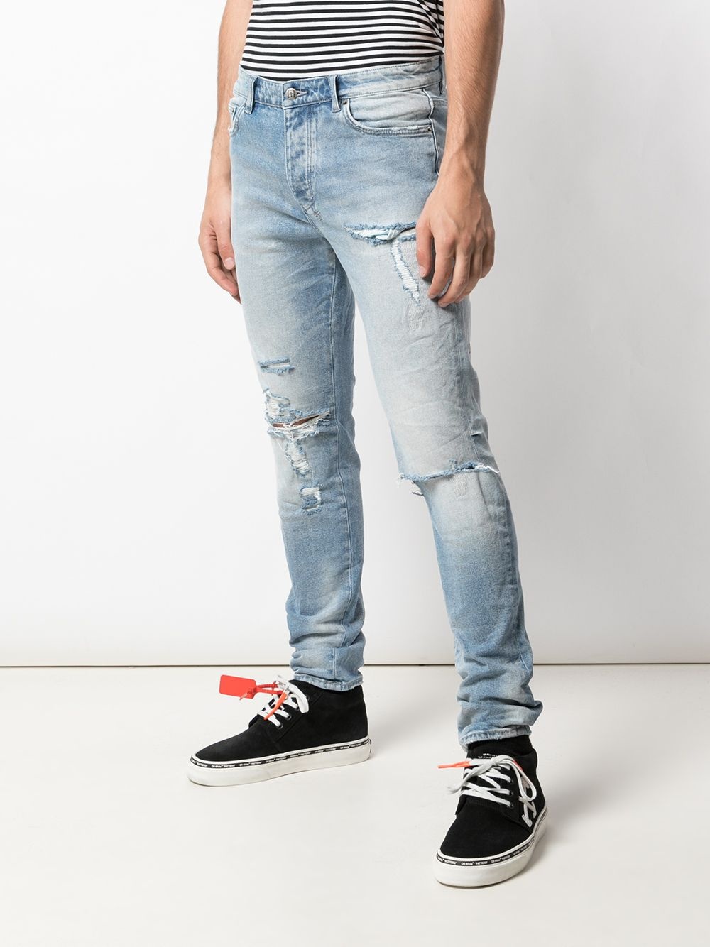 slim-fit distressed jeans - 3