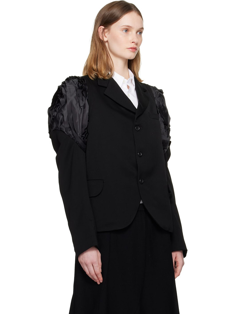Black Ruched Shoulder Blazer 2