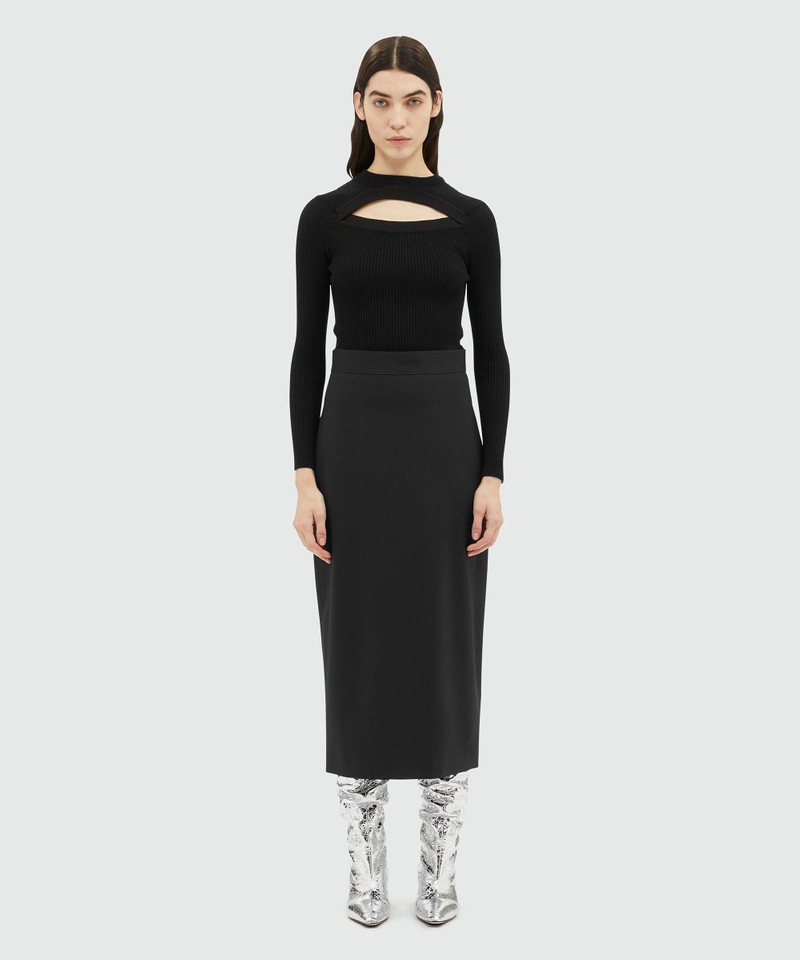 MSGM Black wool pencil skirt with slit outlook