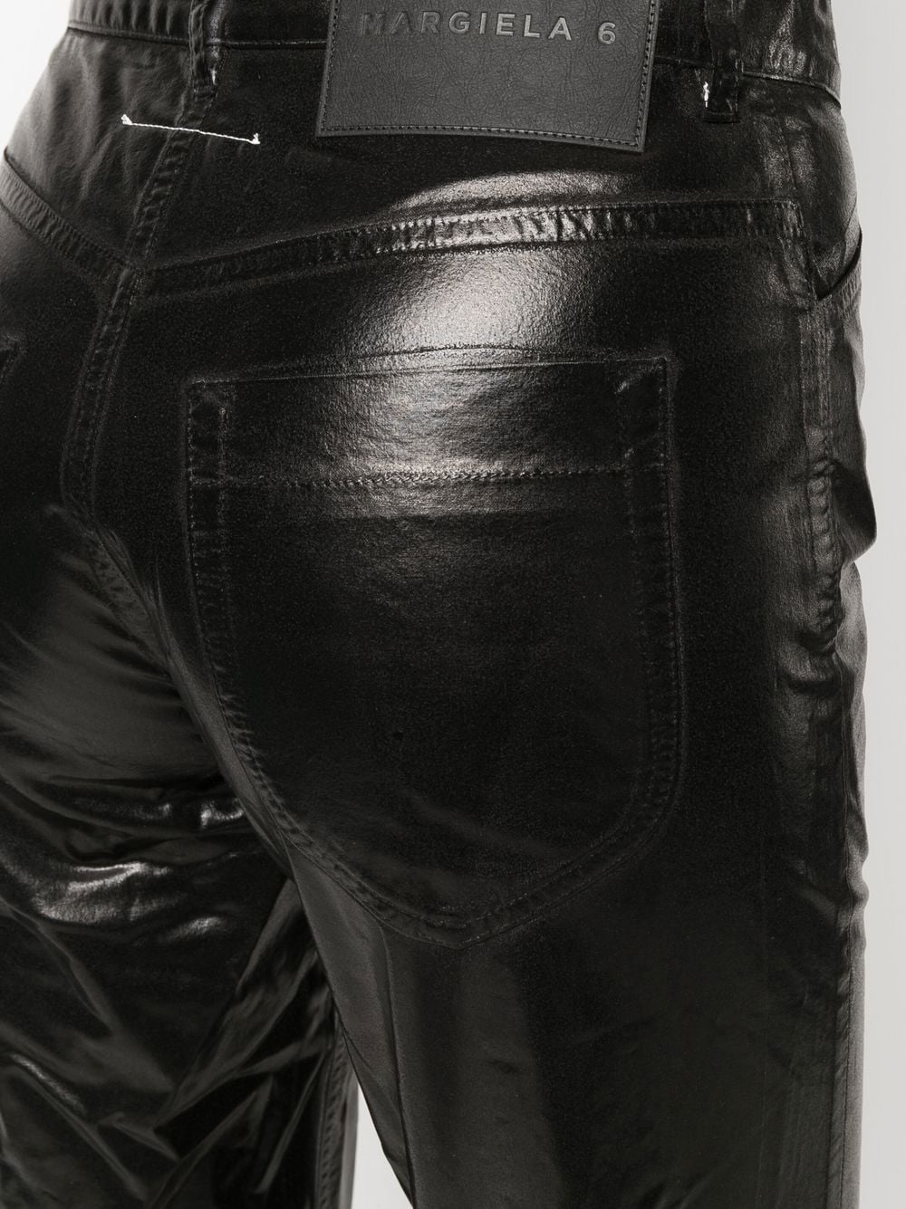 laminated straight denim shorts - 5