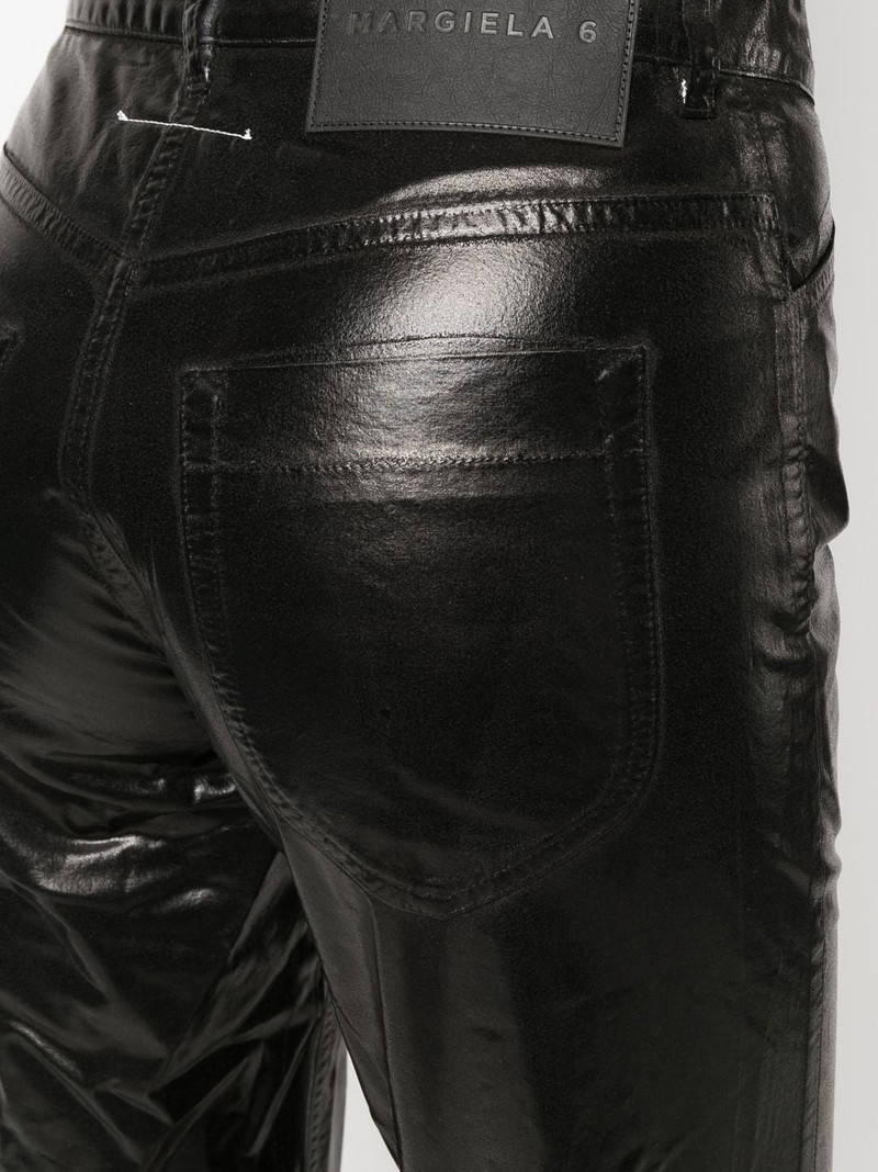 laminated straight denim shorts 5