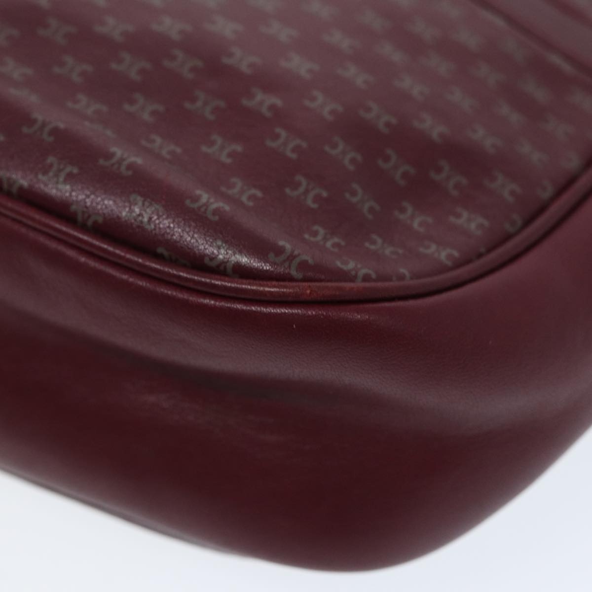 CELINE Macadam Canvas Shoulder Bag Red Gold - 14