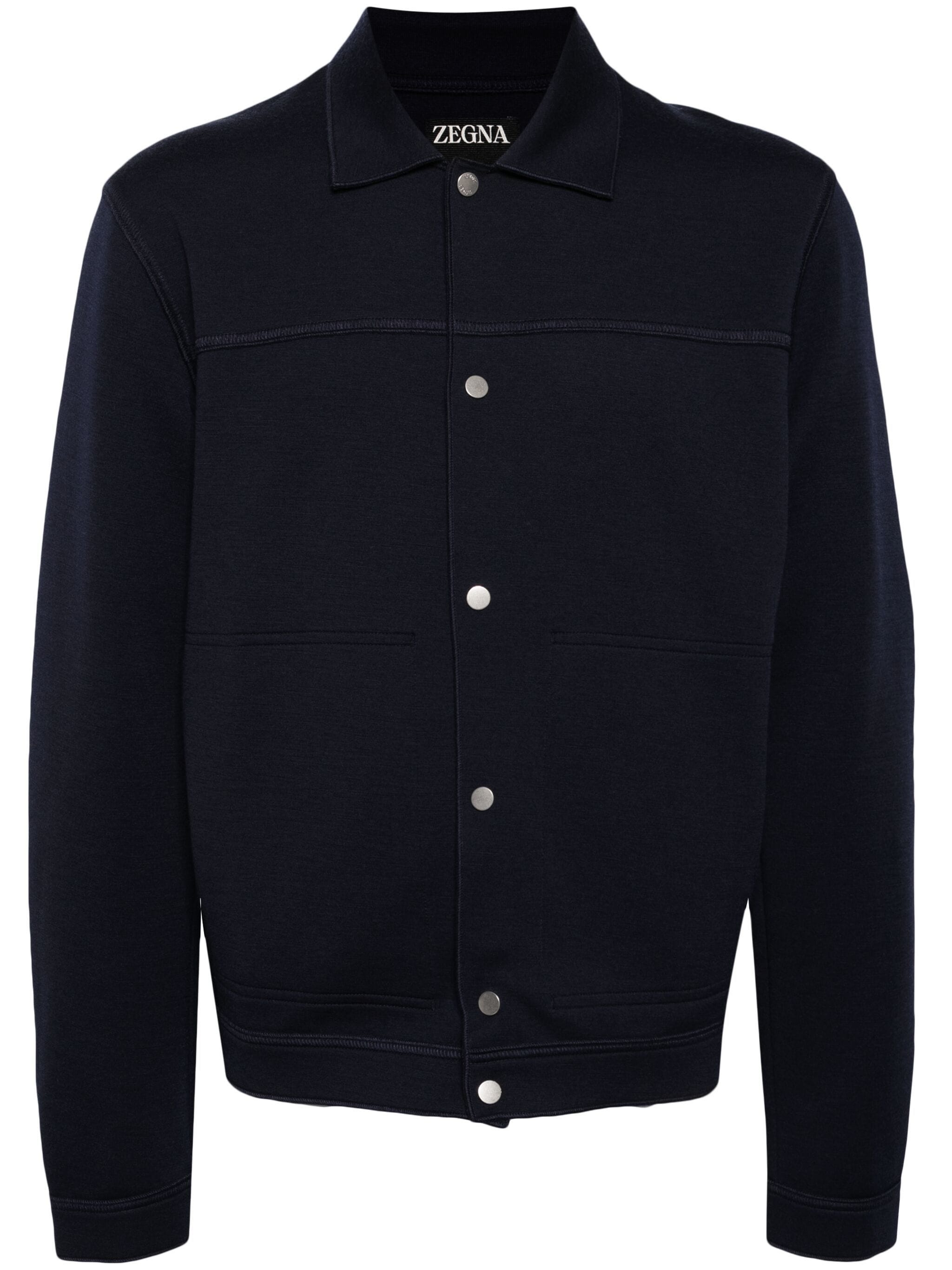 SPREAD-COLLAR KNITTED CARDIGAN - 1