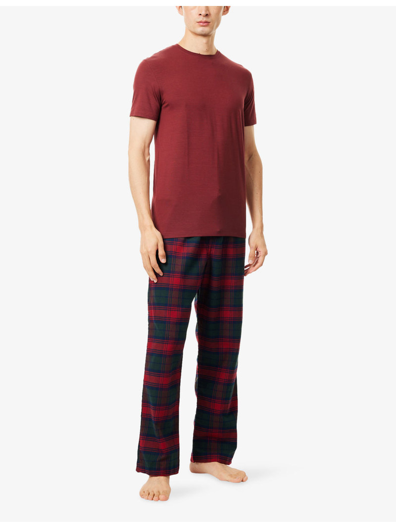 Derek Rose Chek-Print Straight-Leg Cotton Pyjama Bottoms outlook