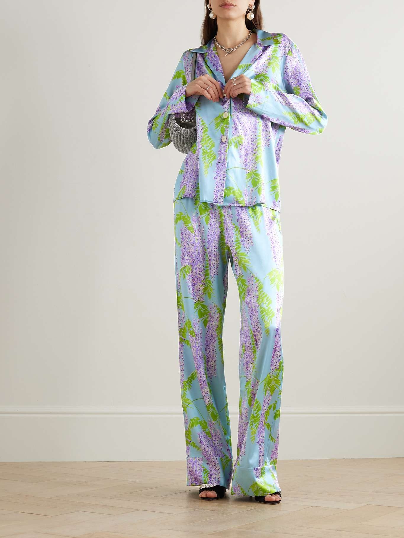 Louis floral-print stretch-silk pajama pants - 2