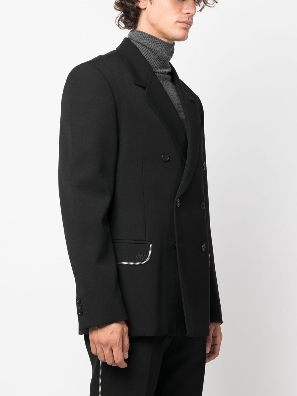 virgin wool double-breasted blazer - 3