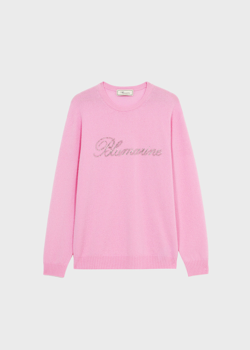 CASHMERE SWEATER WITH BLUMARINE RHINESTONE LOGO 1