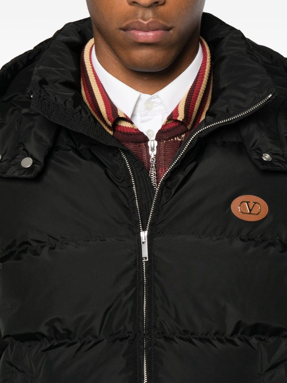Valentino Men Quilted Down Jacket With Hood - 2