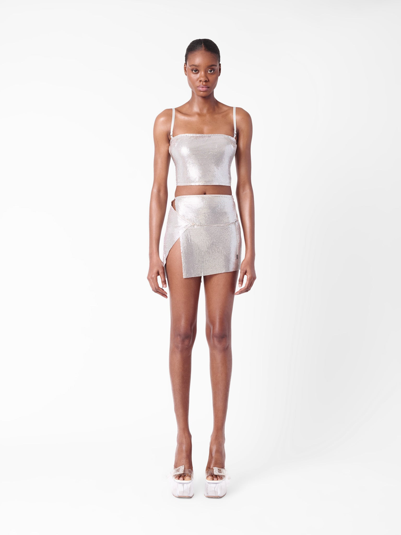 ROSALYN TOP METALLIC CHAINMAIL SILVER CHROME - 2
