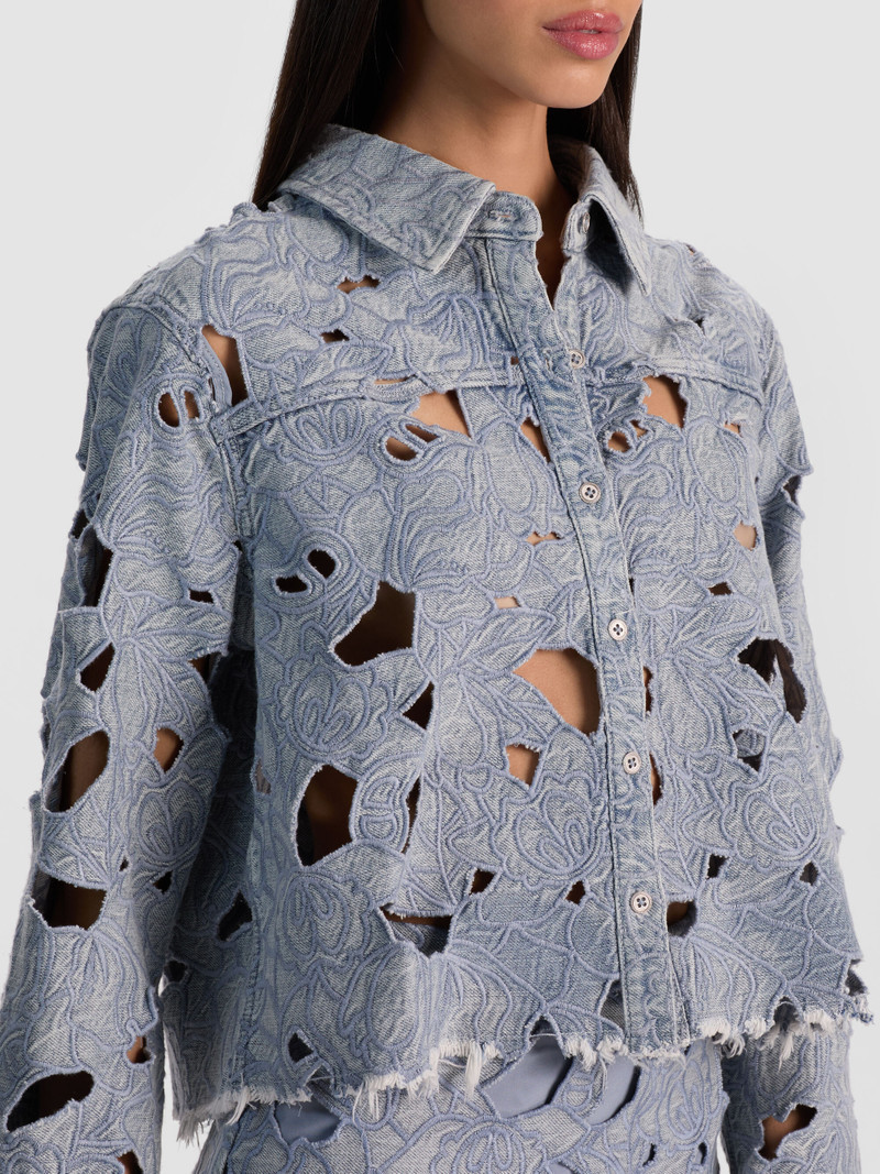 FINELY LASER-CUT DENIM SHIRT 5