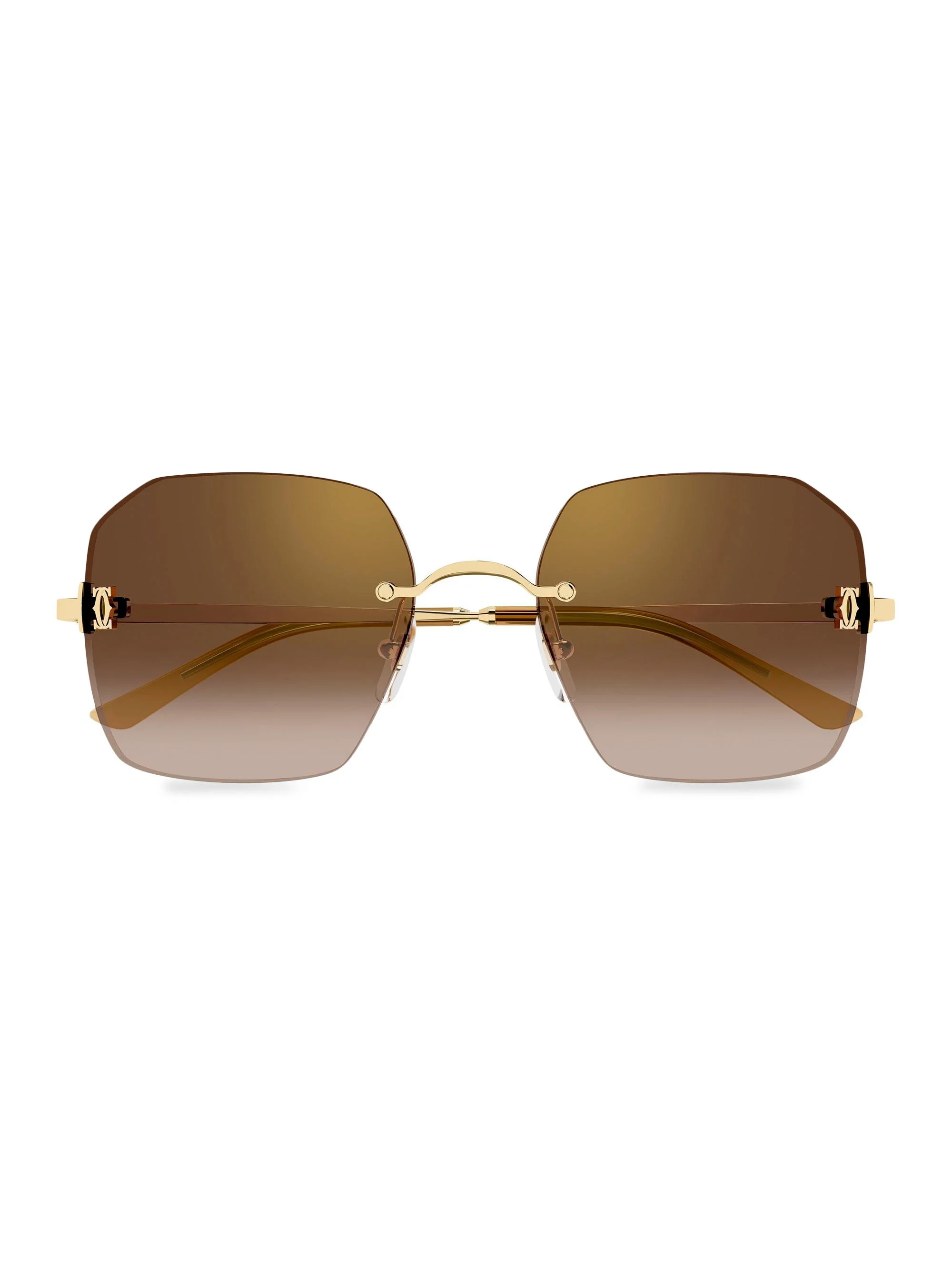 Women's Double C 55MM Geometrical Sunglasses - Gold Yellow - 1