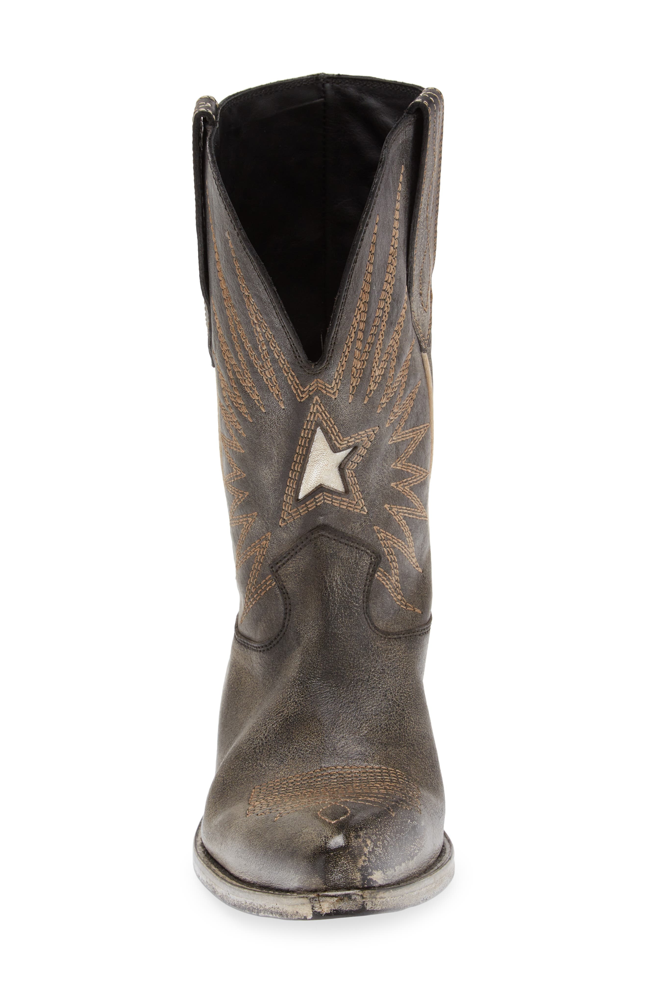 Golden Goose Wish Star Short Western Boot in Black/Ecru Silver at Nordstrom - 4