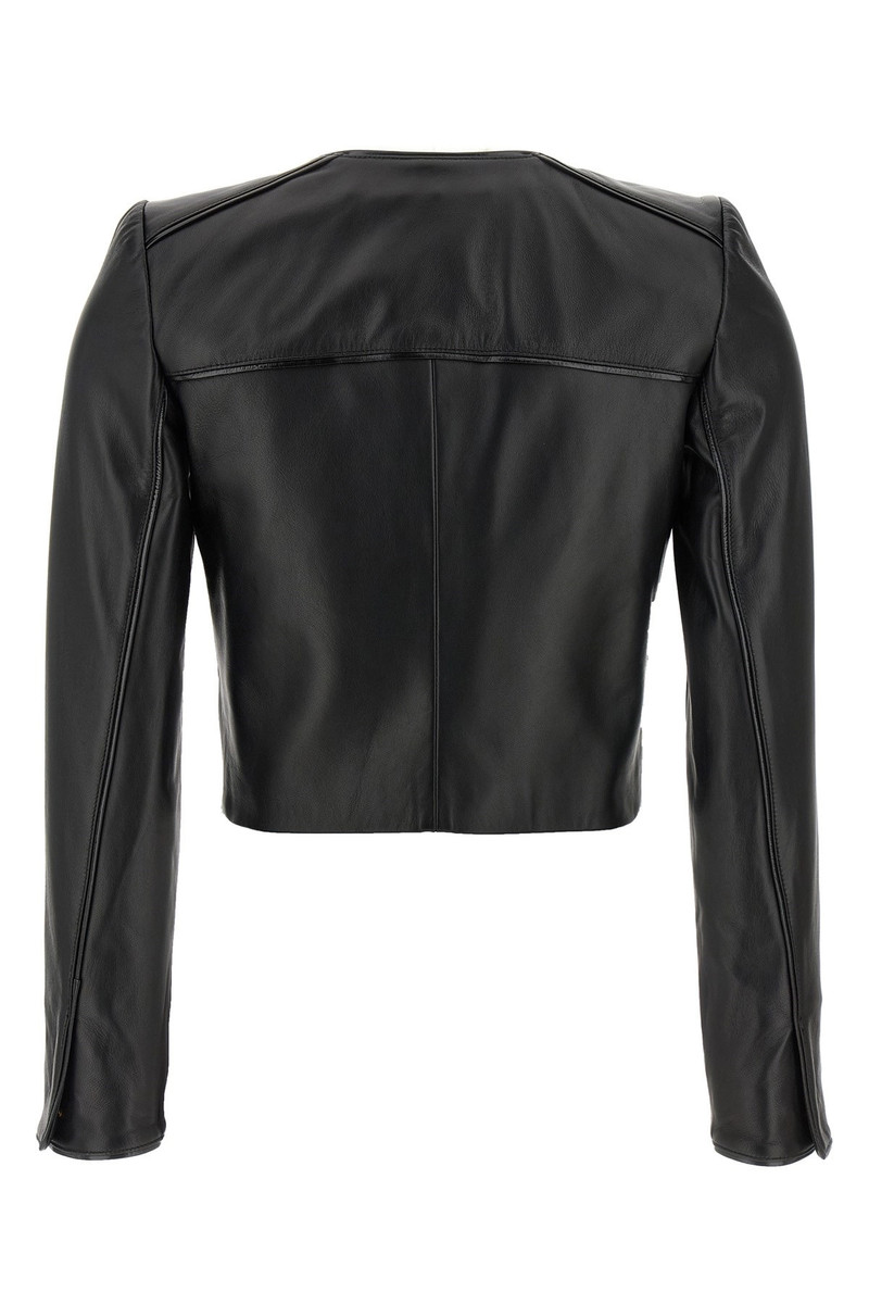 ELISABETTA FRANCHI Cropped leather jacket outlook
