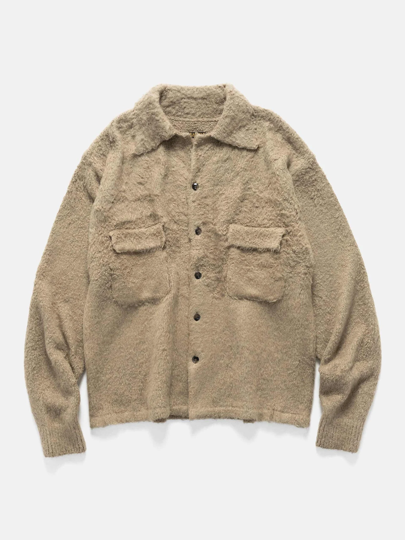7G Shaggy Knit Board Shirt Beige Khaki - 1