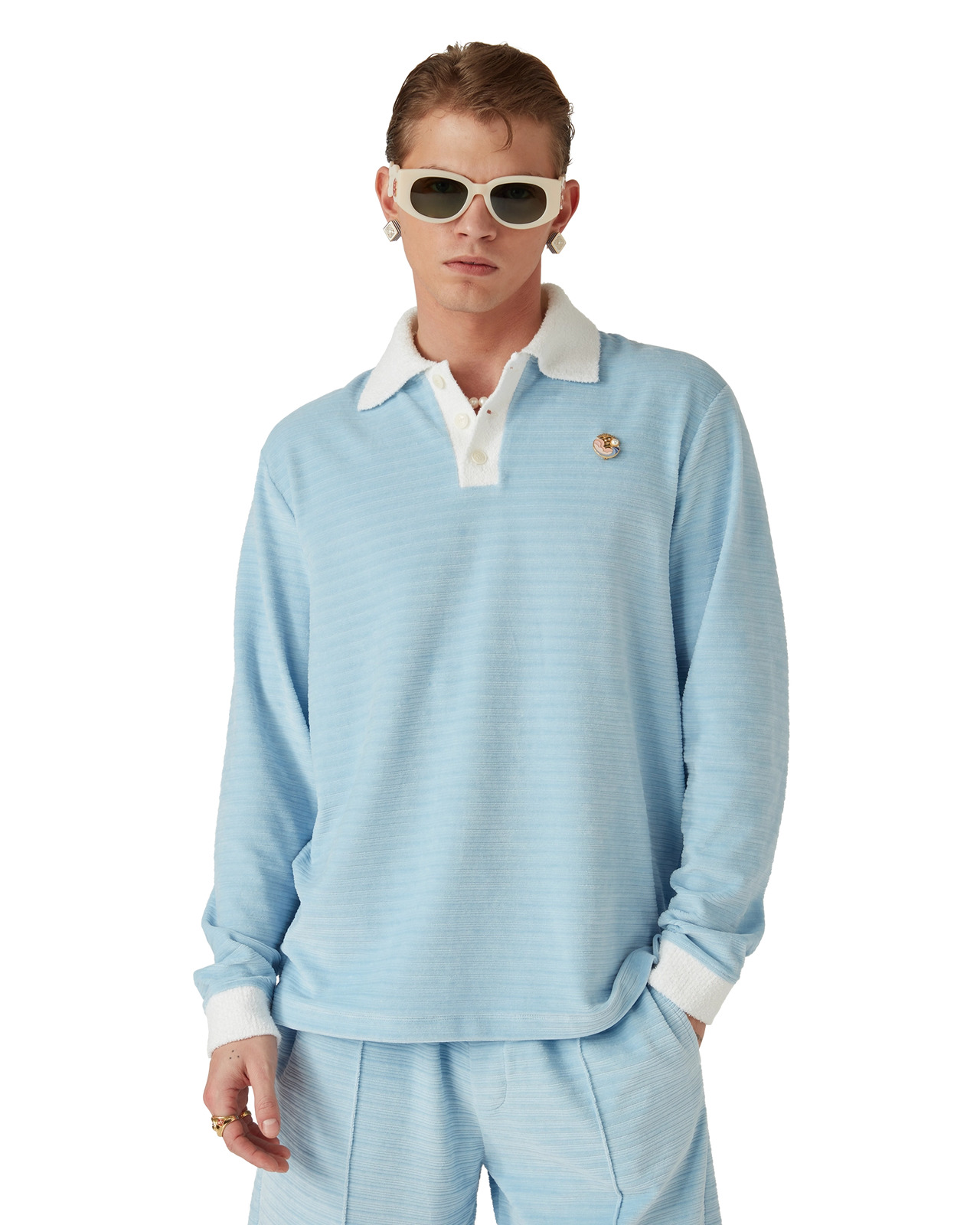 Velour Stripe Polo Shirt | Casablanca Paris - 4