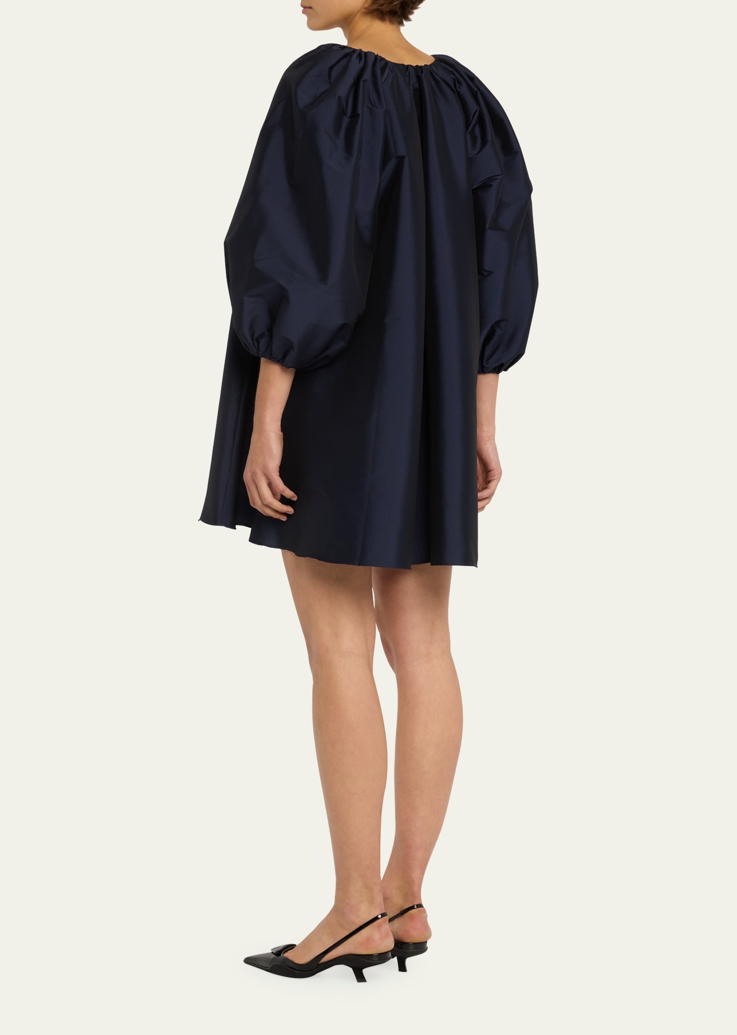 Puff-sleeve taffeta minidress