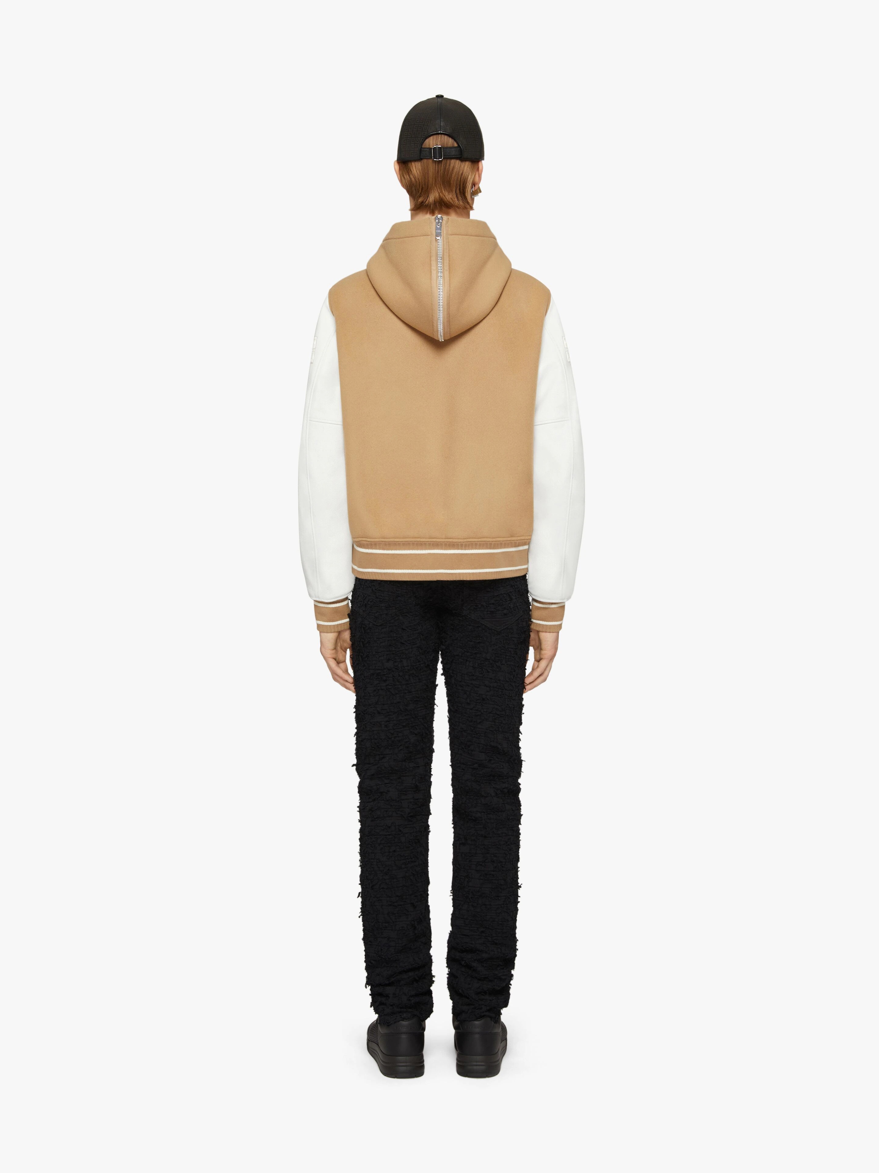 GIVENCHY HOODED VARSITY JACKET IN WOOL AND LEATHER - 4