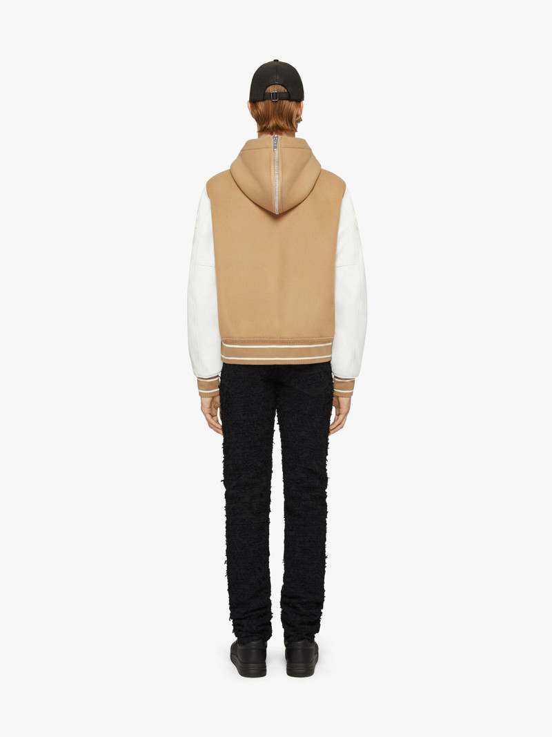 GIVENCHY HOODED VARSITY JACKET IN WOOL AND LEATHER 4
