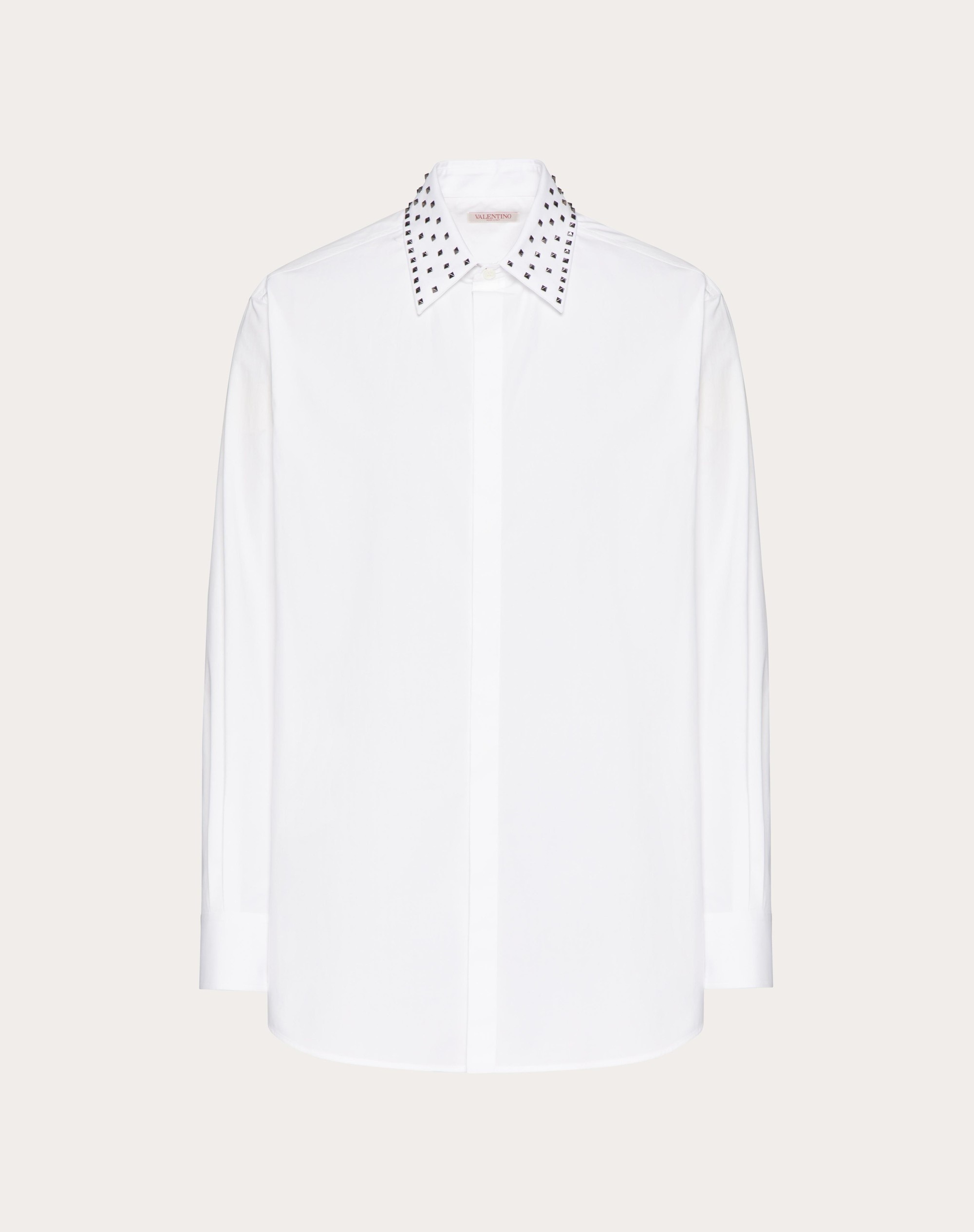 COTTON SHIRT WITH ROCKSTUD SPIKE COLLAR - 1