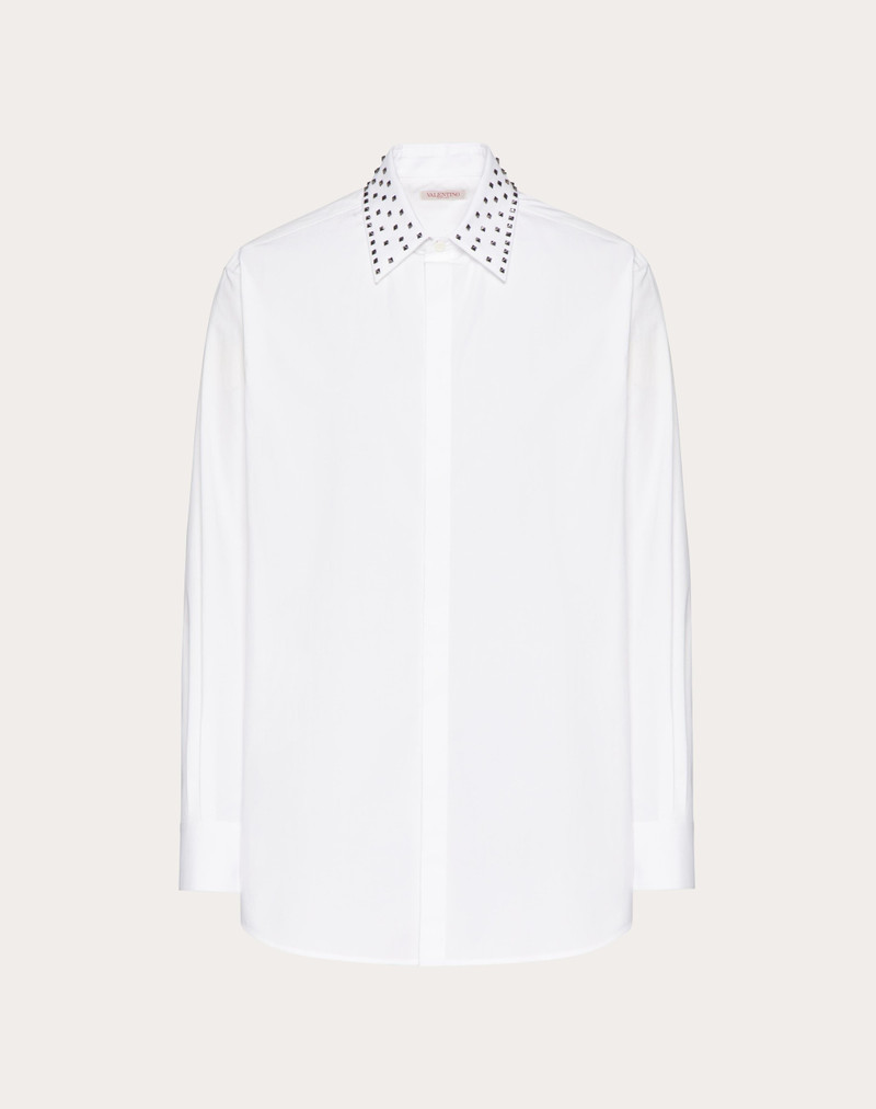 COTTON SHIRT WITH ROCKSTUD SPIKE COLLAR 1