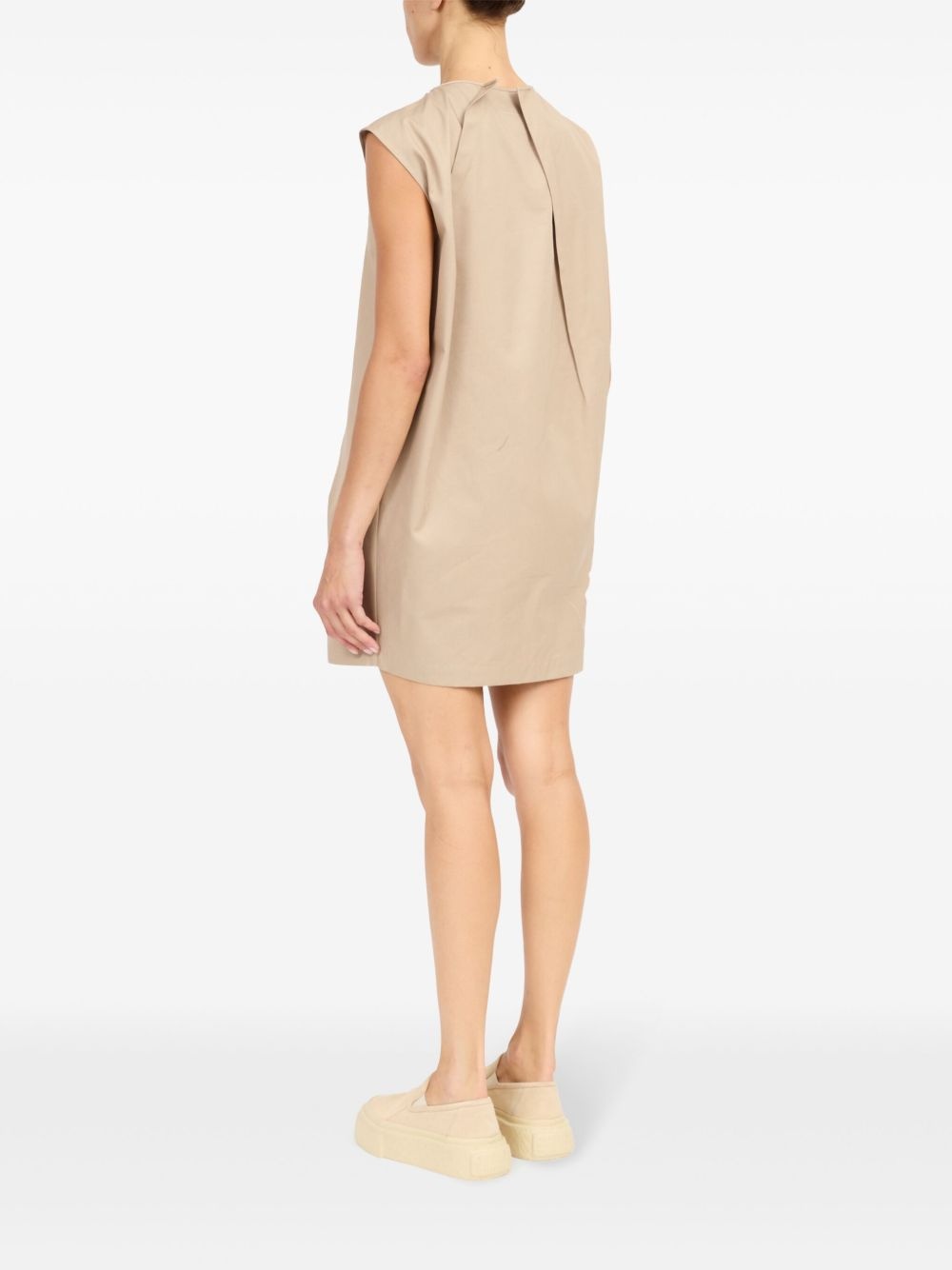pleat-detail cap sleeved dress - 6