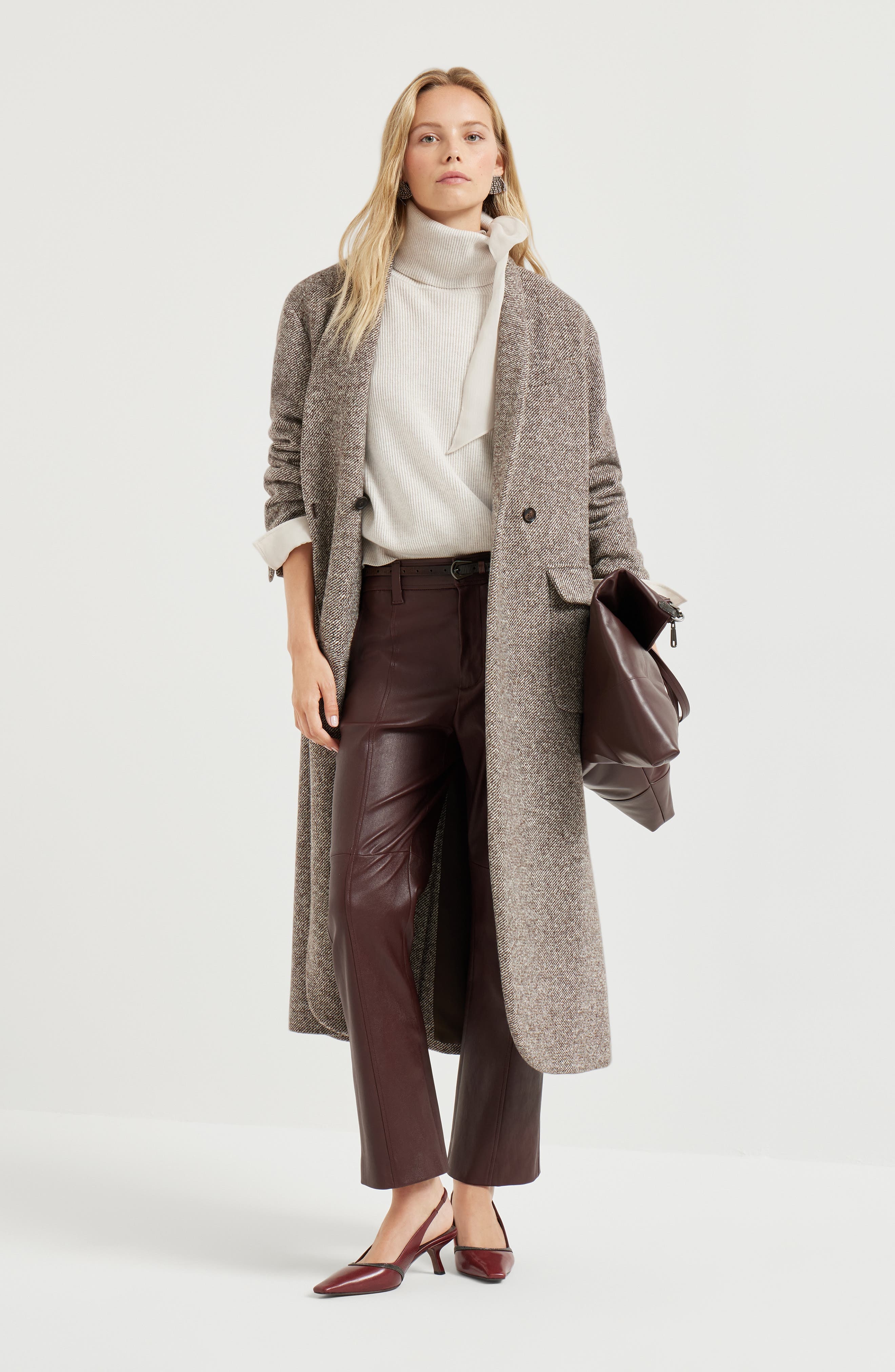 Brunello Cucinelli Square cigarette trousers in Brown at Nordstrom - 5