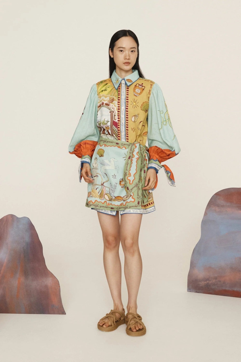 Surrealist Summer Mini Shirtdress - 2
